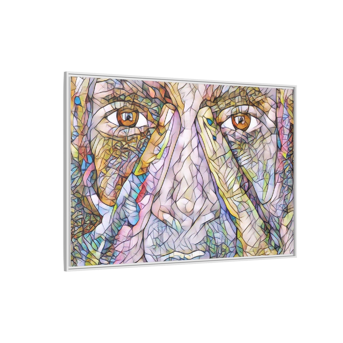 Abstract Stained-Glass Face Matte Canvas Framed Wall Art