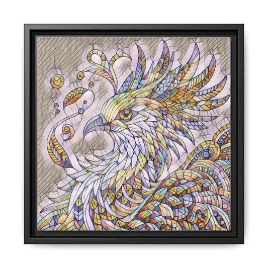 Stained Glass Style Eagle Matte Canvas Framed Wall Art
