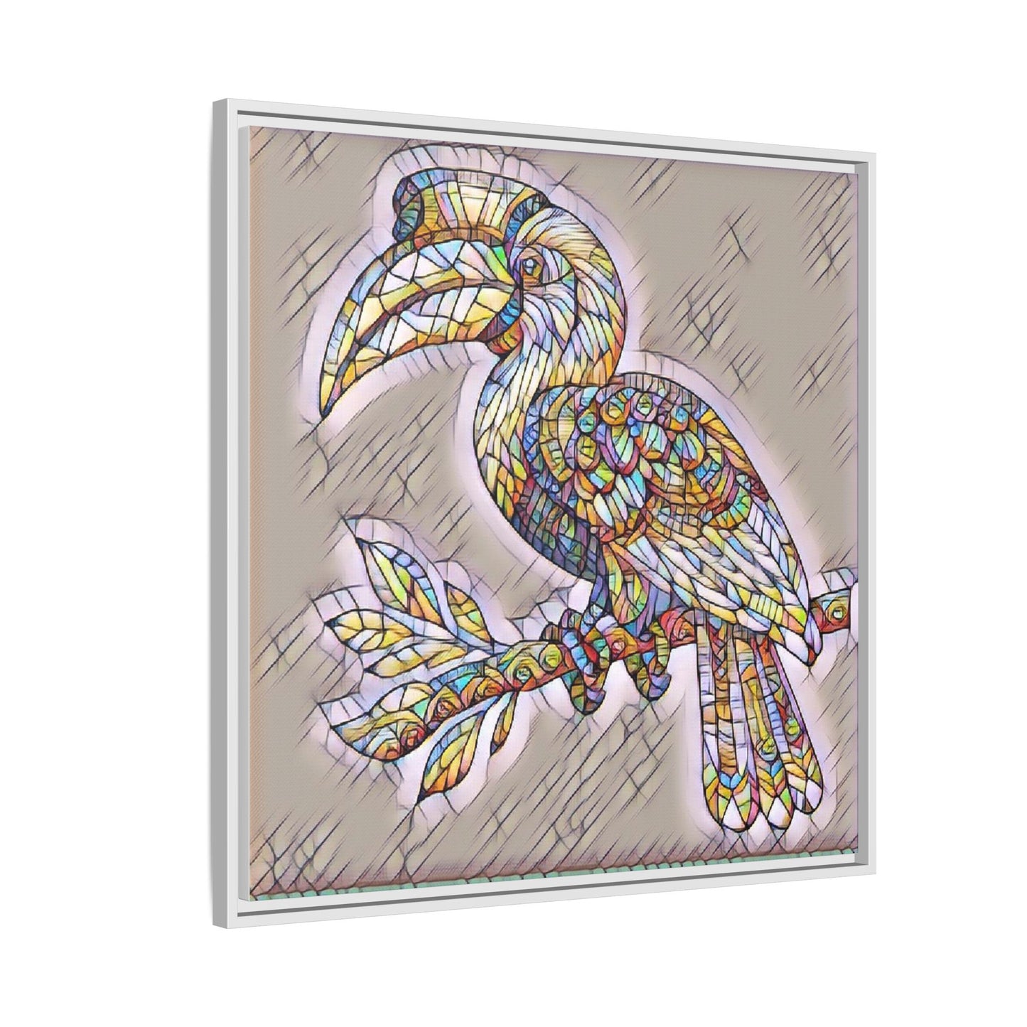 Colorful Stained Glass Toucan Matte Canvas Framed Wall Art