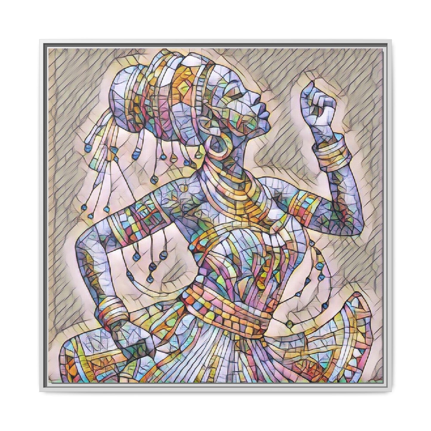 Framed Canvas Art — Colorful Mosaic Dancer