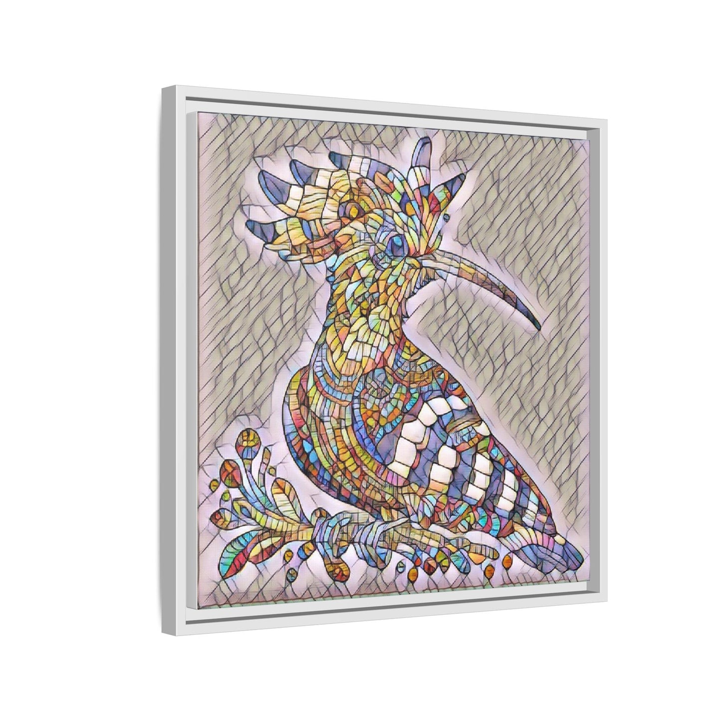 Colorful Mosaic Bird Matte Framed Canvas Wall Art