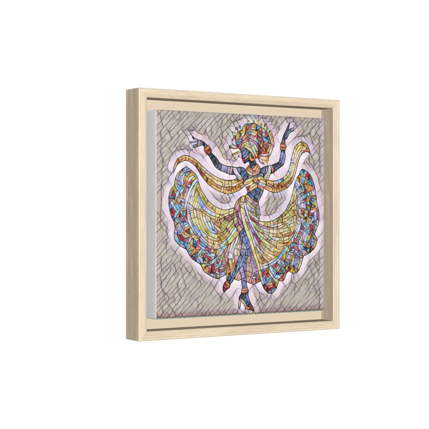 Colorful Mosaic Dancer Framed Canvas Art