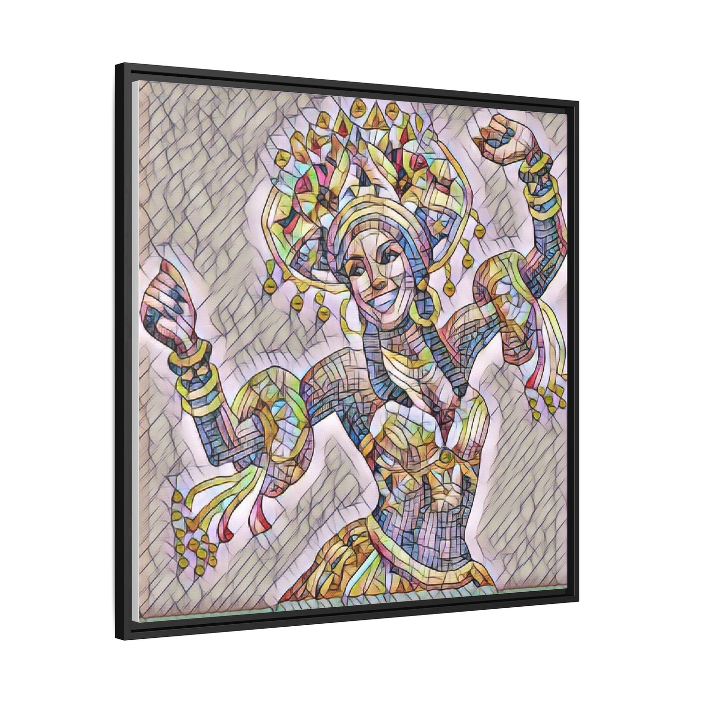 Framed Matte Canvas: Colorful Carnival Dancer Artwork – Vibrant Ethnic Dance Wall Art