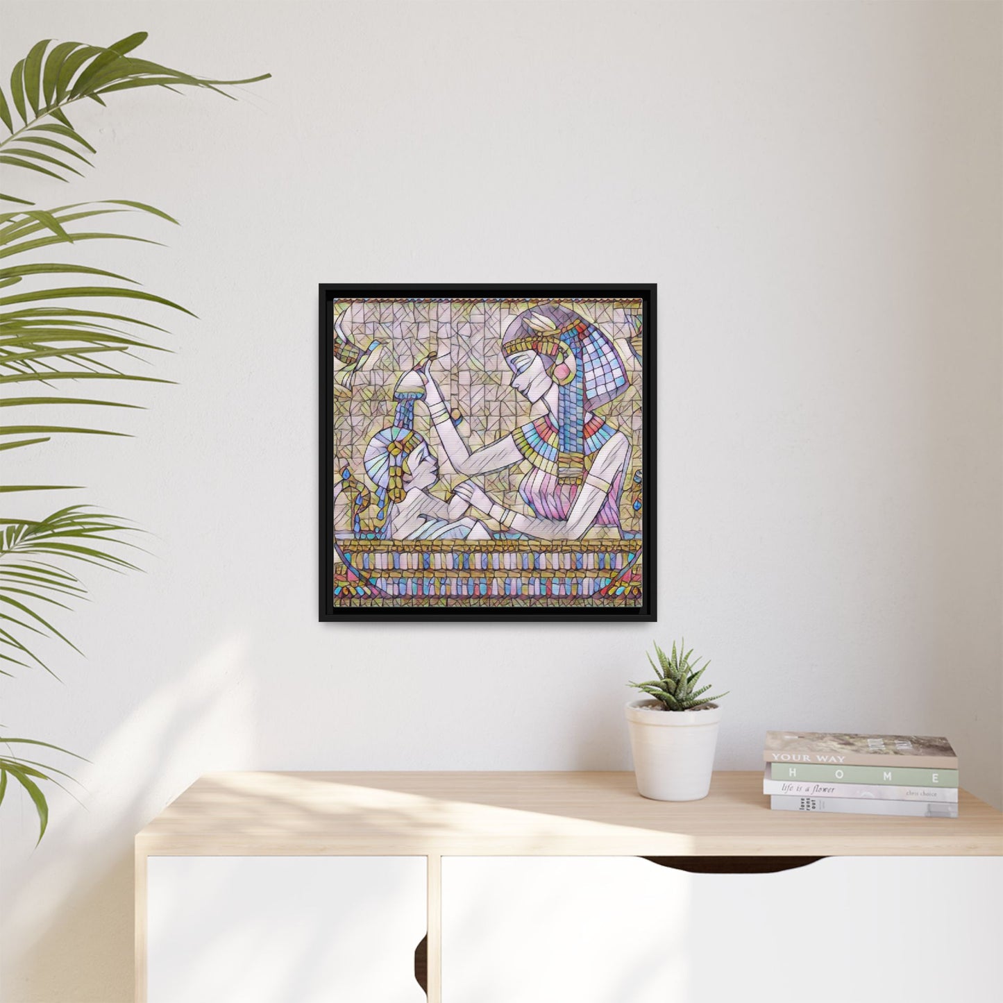 Egyptian Mosaic Mother & Child Framed Matte Canvas