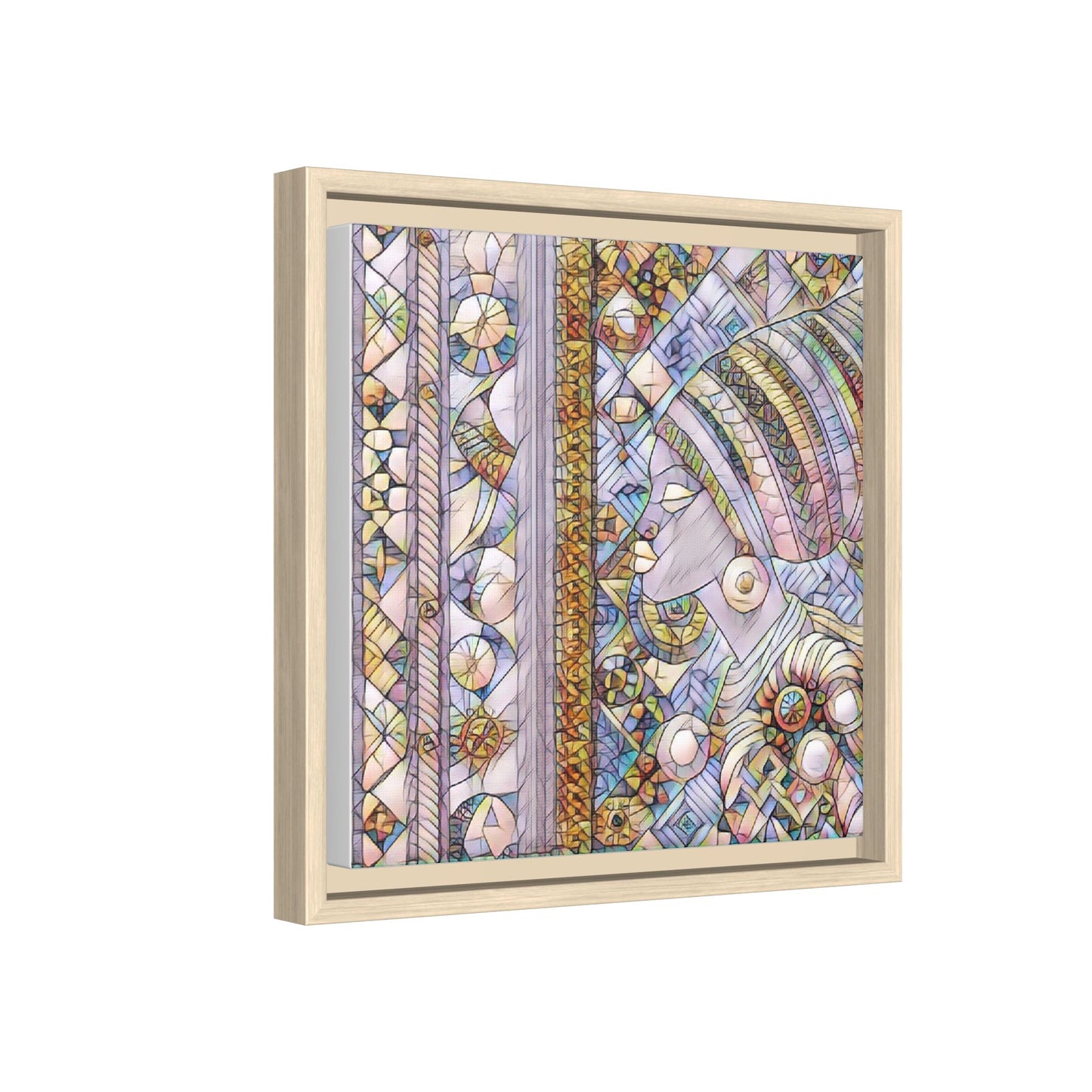 Afrocentric Stained-Glass Portrait Matte Framed Canvas
