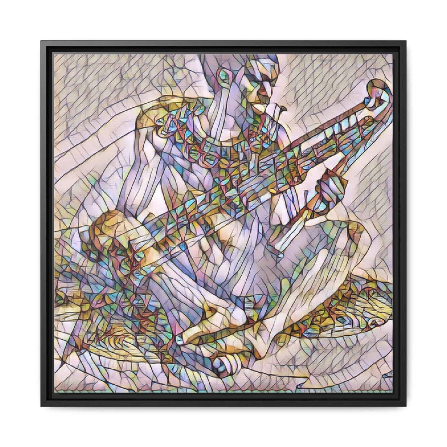 Framed Abstract Musician Canvas Art — Multicolor Modern Wall Decor