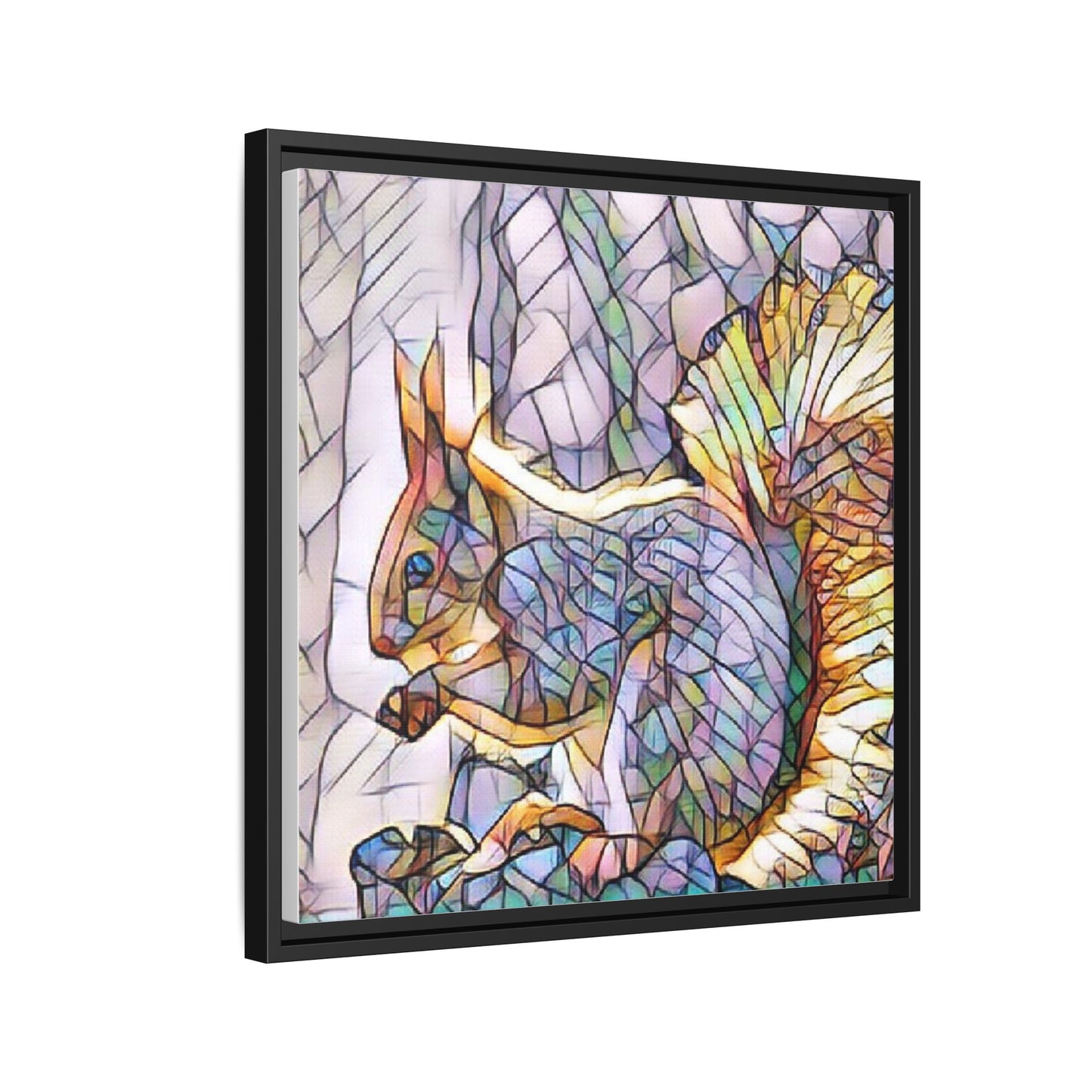 Framed Squirrel Mosaic Matte Canvas Wall Art