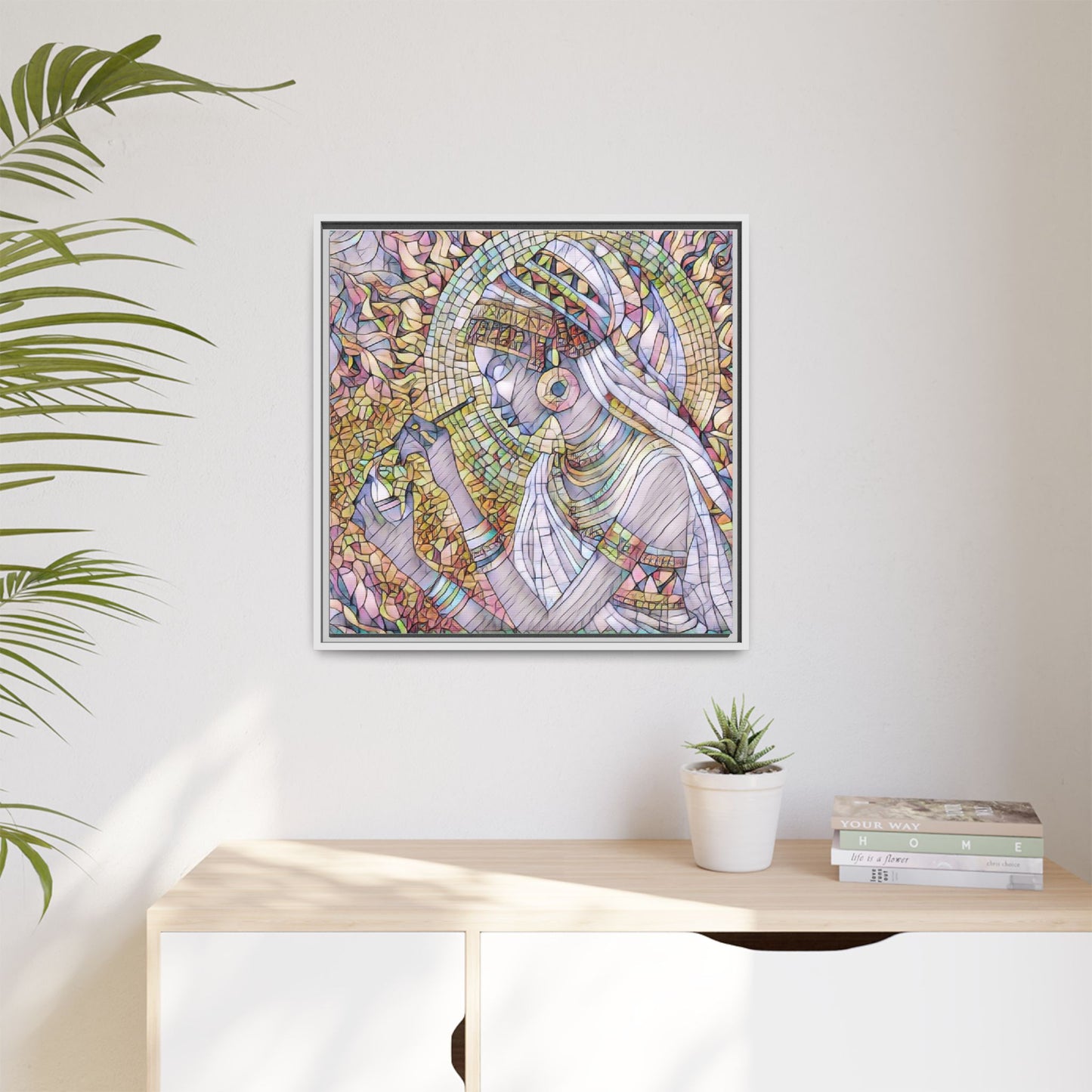 Egyptian Goddess Stained-Glass Matte Canvas (Framed)