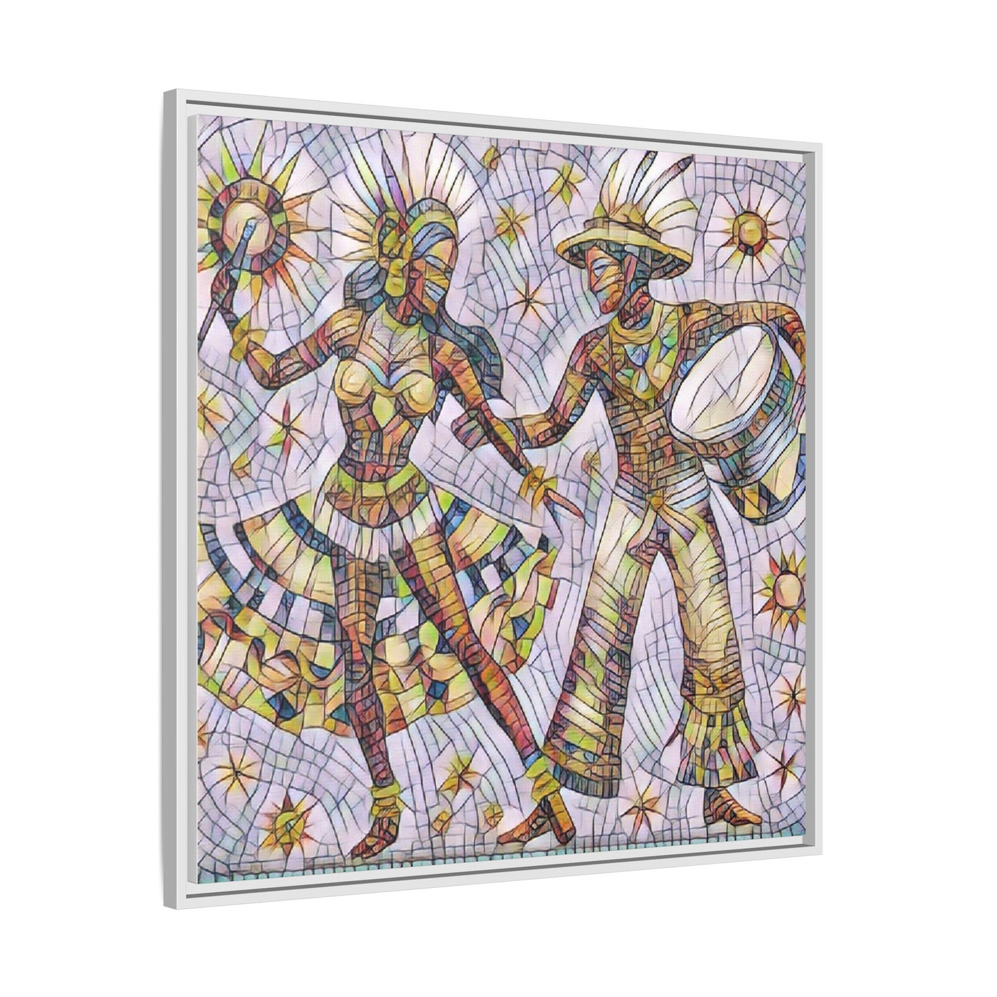 Carnival Dancers Framed Canvas Art – Colorful Samba Couple Print