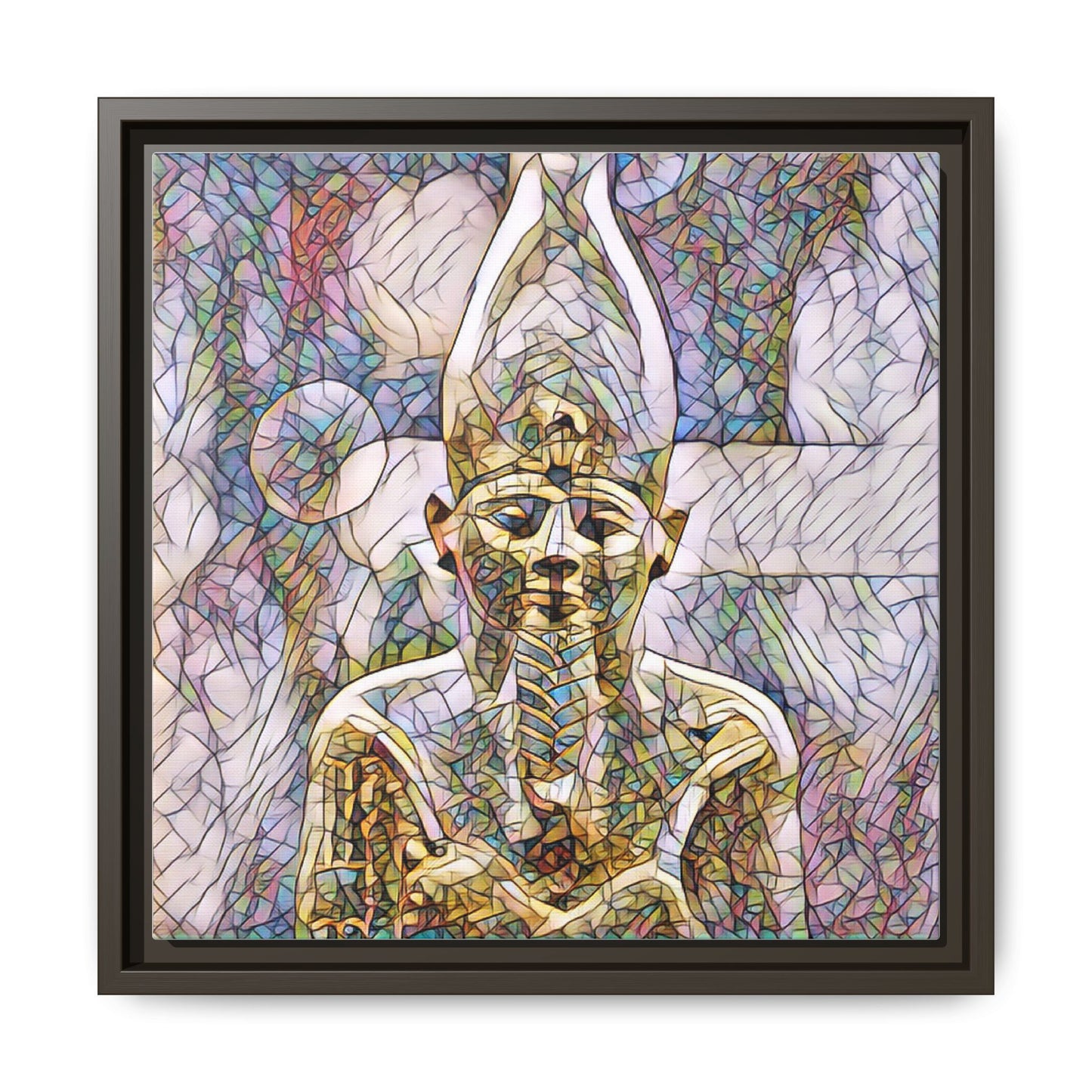 Egyptian Pharaoh Stained-Glass Style Matte Canvas Print, Framed