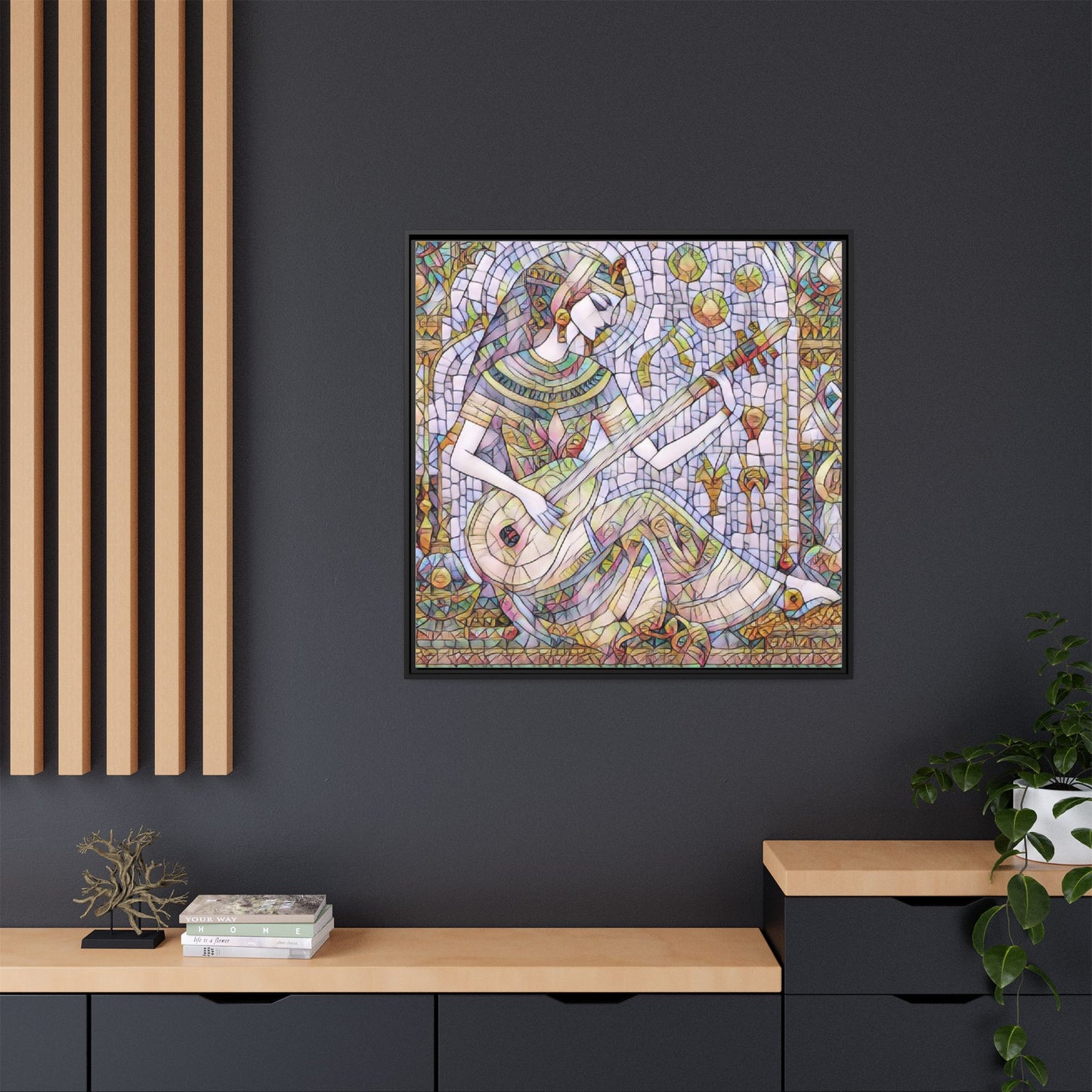 Egyptian Muse Mosaic Matte Canvas Framed Wall Art