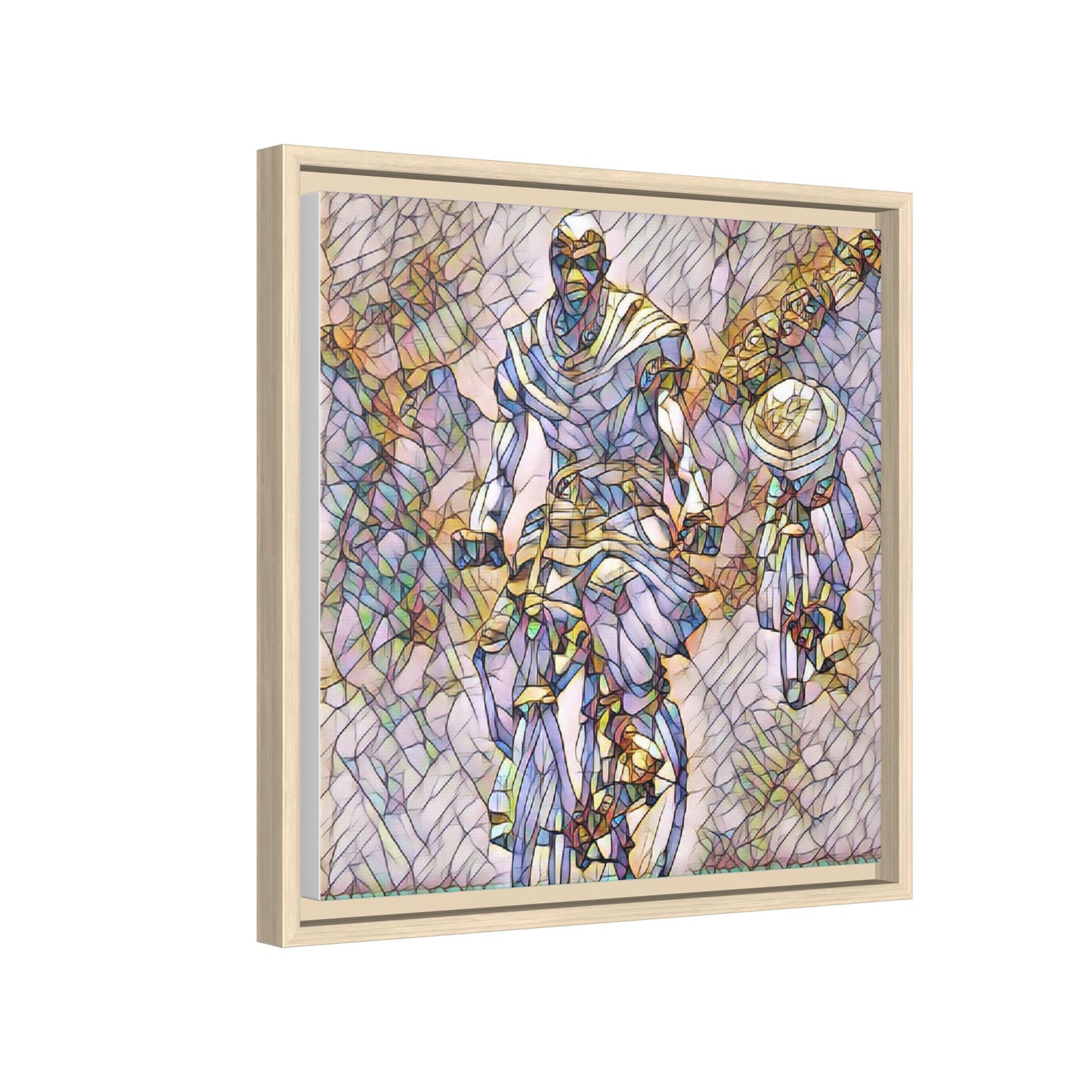 Framed Matte Canvas — Abstract Cyclist Artwork (Multi‑Color)