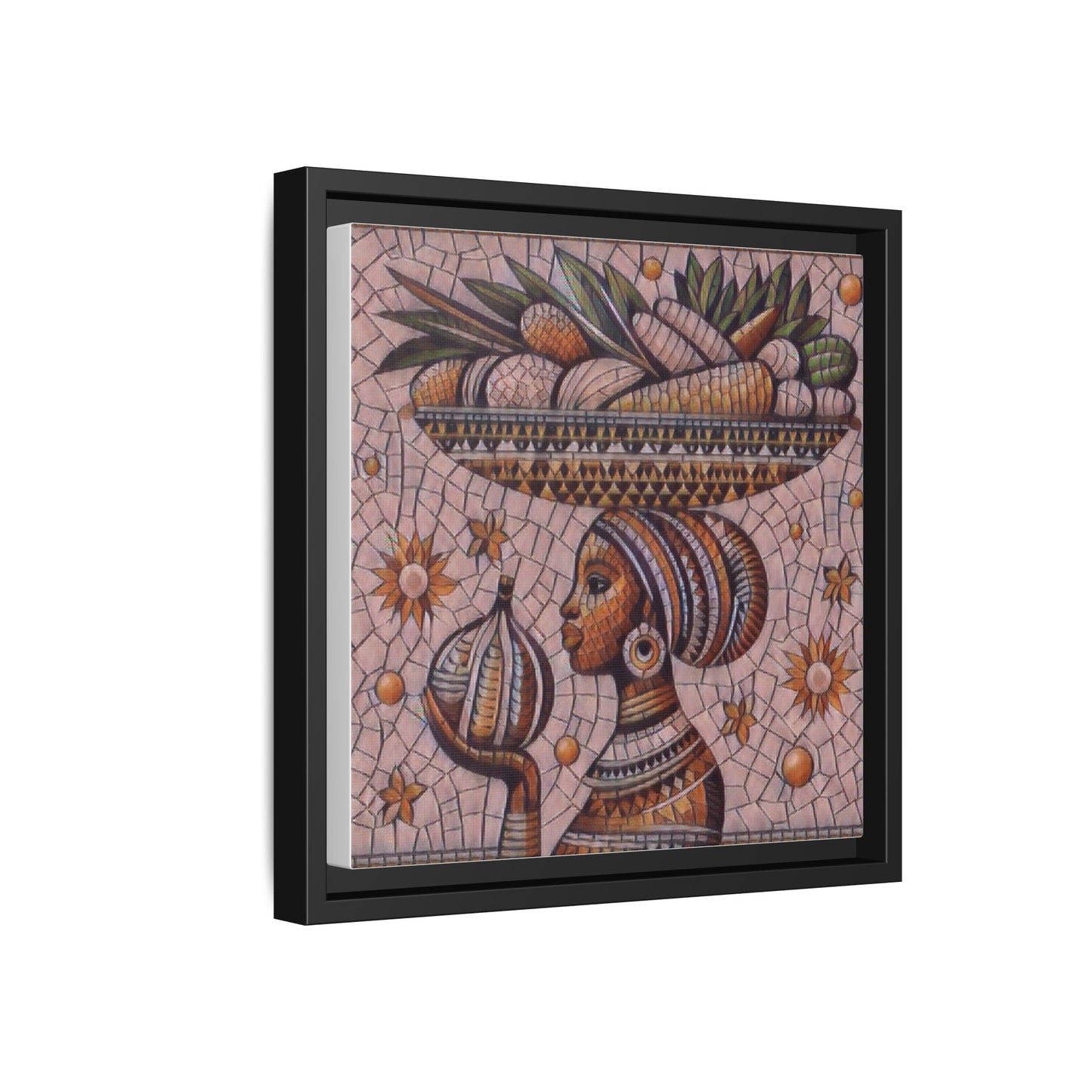 Egyptian Mosaic Goddess Matte Framed Canvas Wall Art