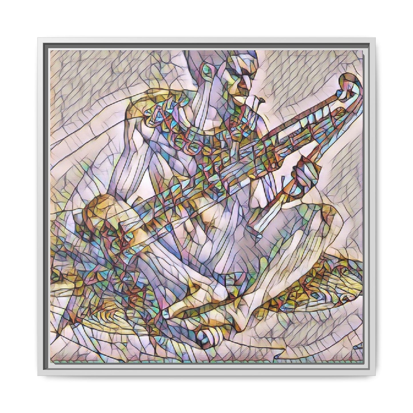 Framed Abstract Musician Canvas Art — Multicolor Modern Wall Decor