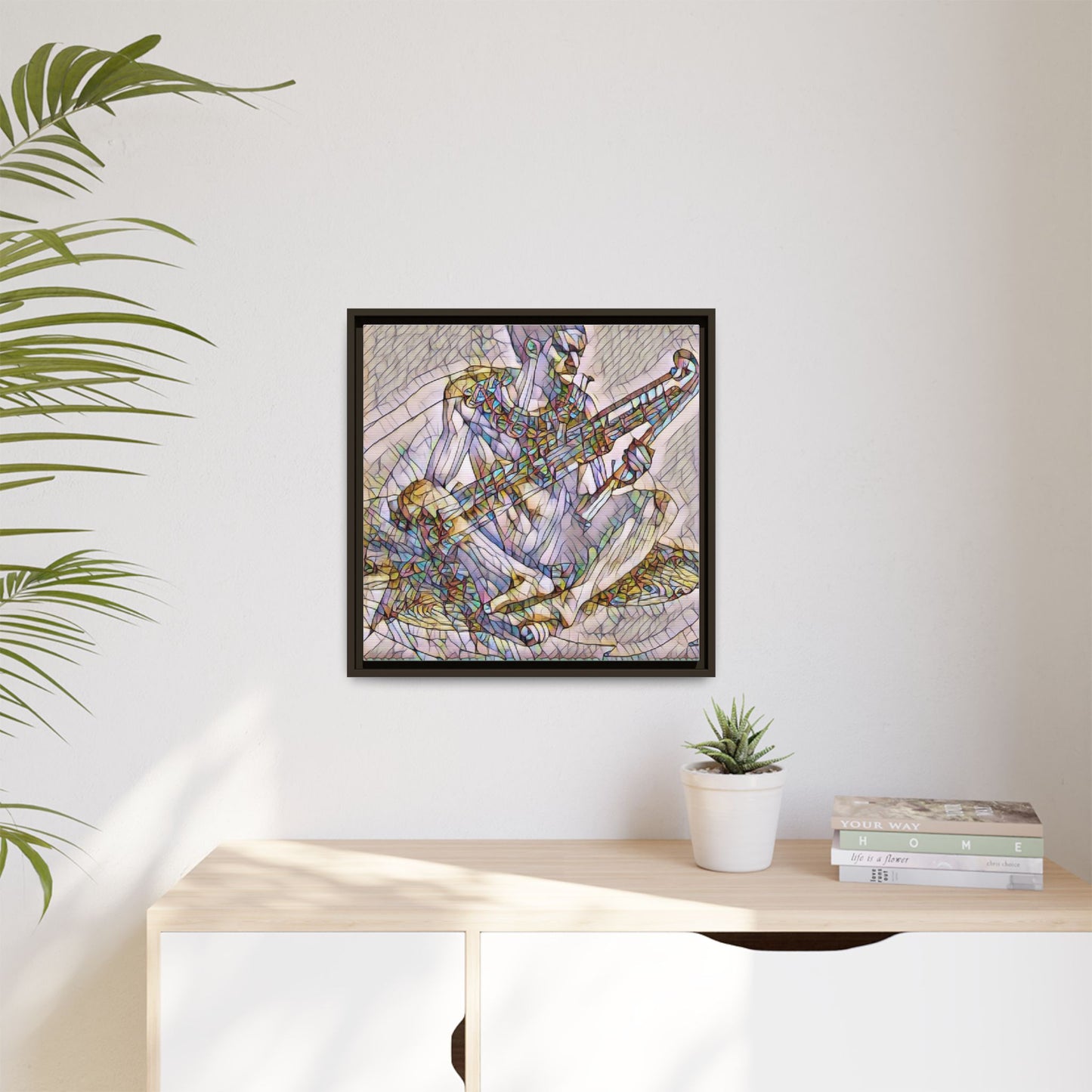 Framed Abstract Musician Canvas Art — Multicolor Modern Wall Decor