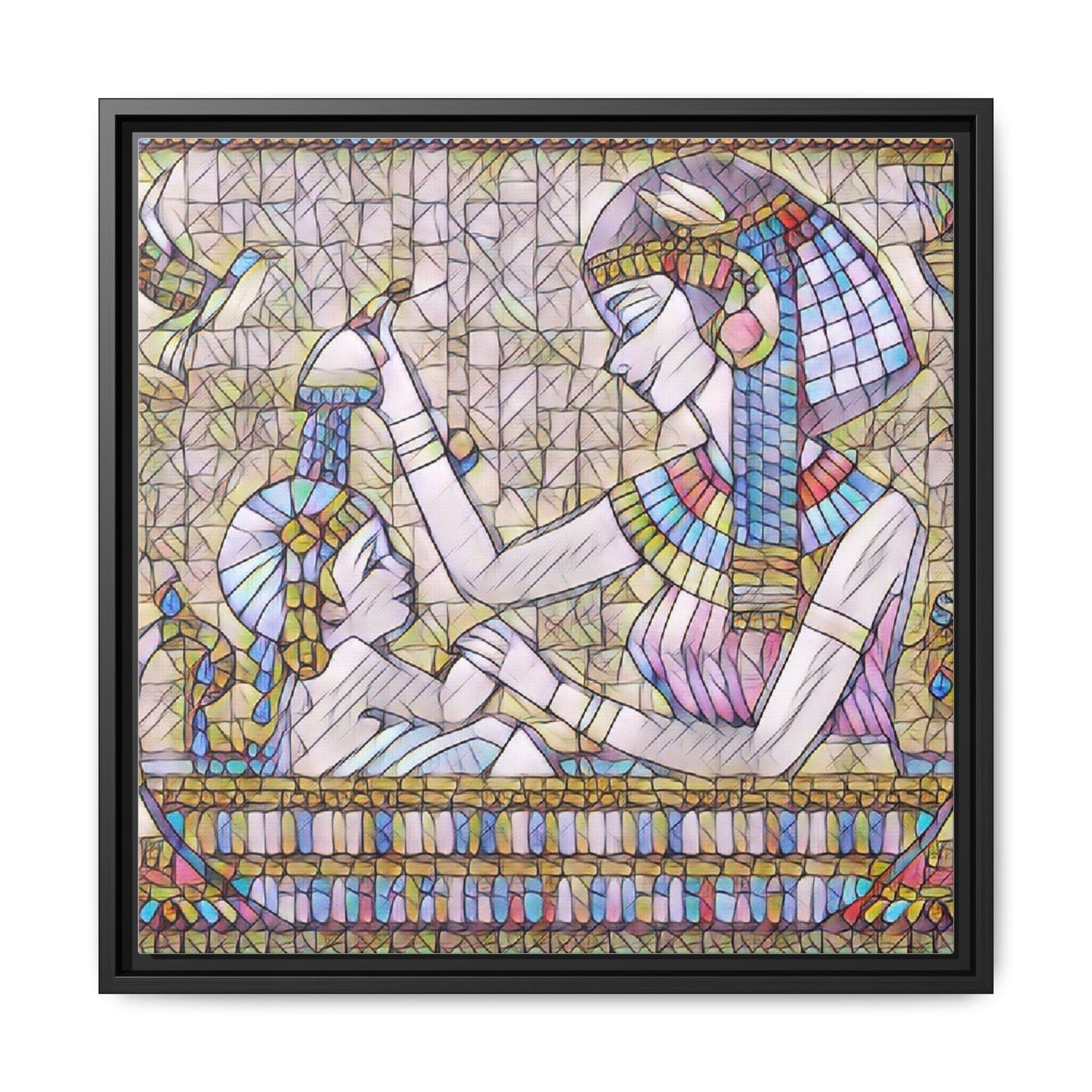 Egyptian Mosaic Mother & Child Framed Matte Canvas