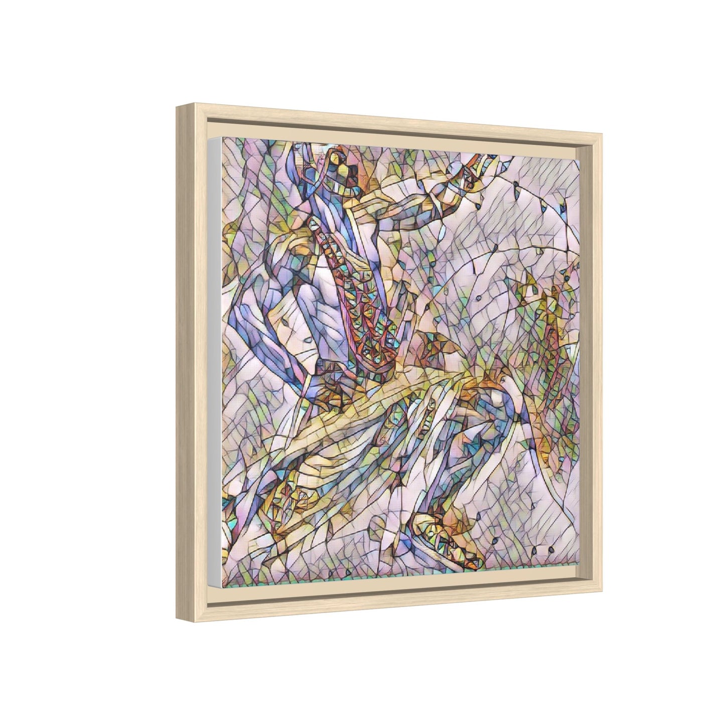 Abstract Stained-Glass Dancers — Framed Matte Canvas Art