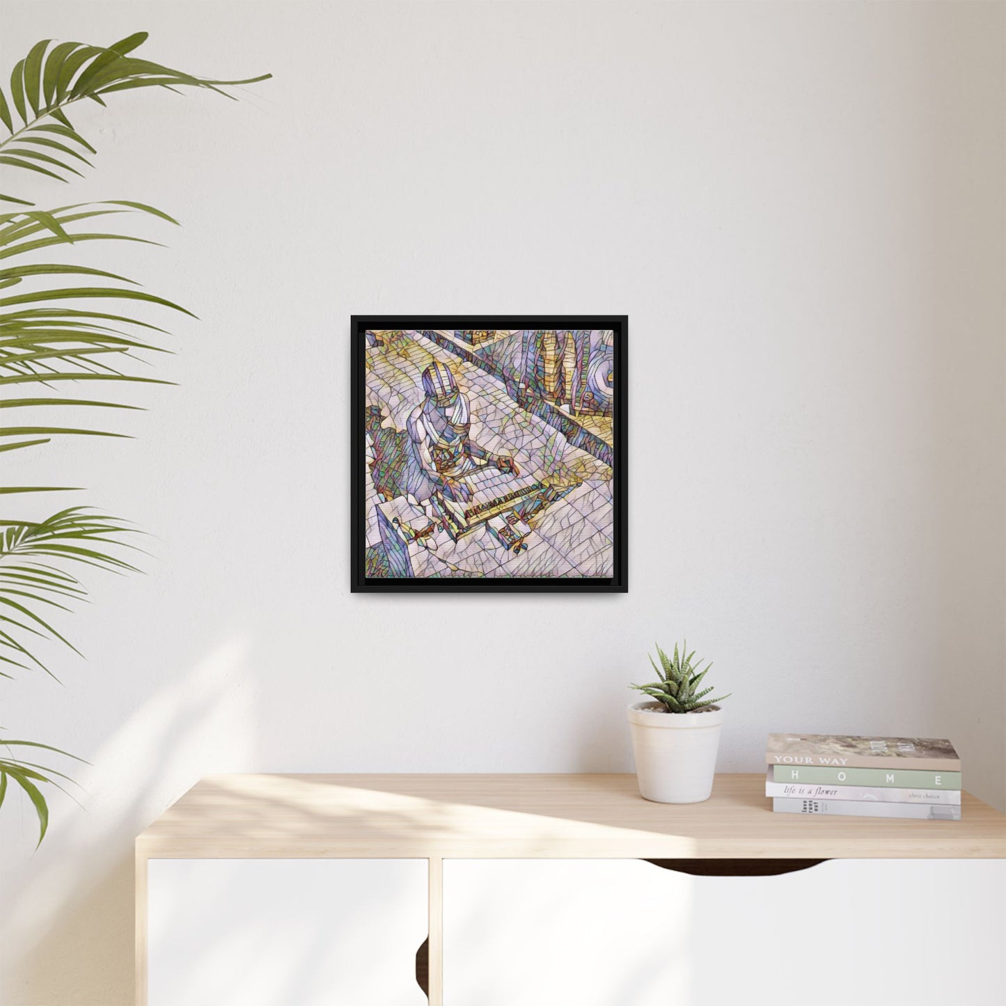 Abstract DJ Skateboarder Matte Framed Canvas – Colorful Urban Music Art Print