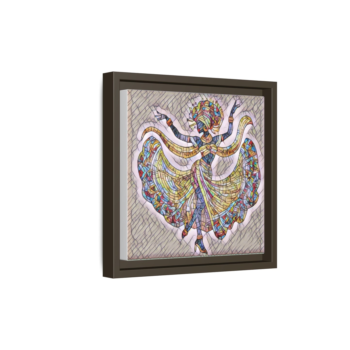 Colorful Mosaic Dancer Framed Canvas Art