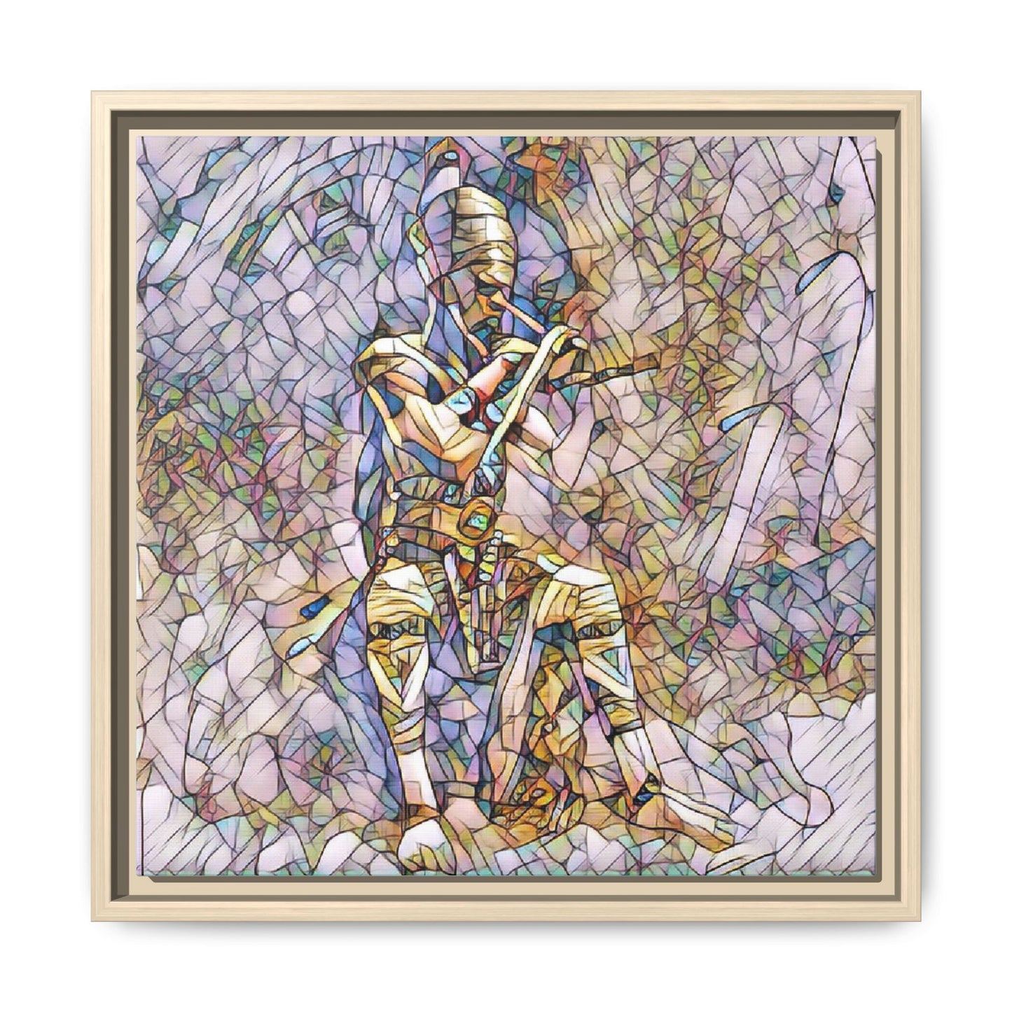 Framed Matte Canvas - Stained Glass Knight Artwork
