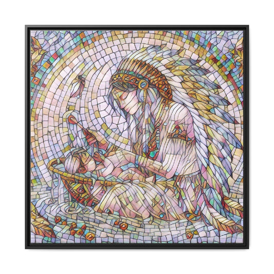 Framed Mosaic Native Mother & Child Matte Canvas Art