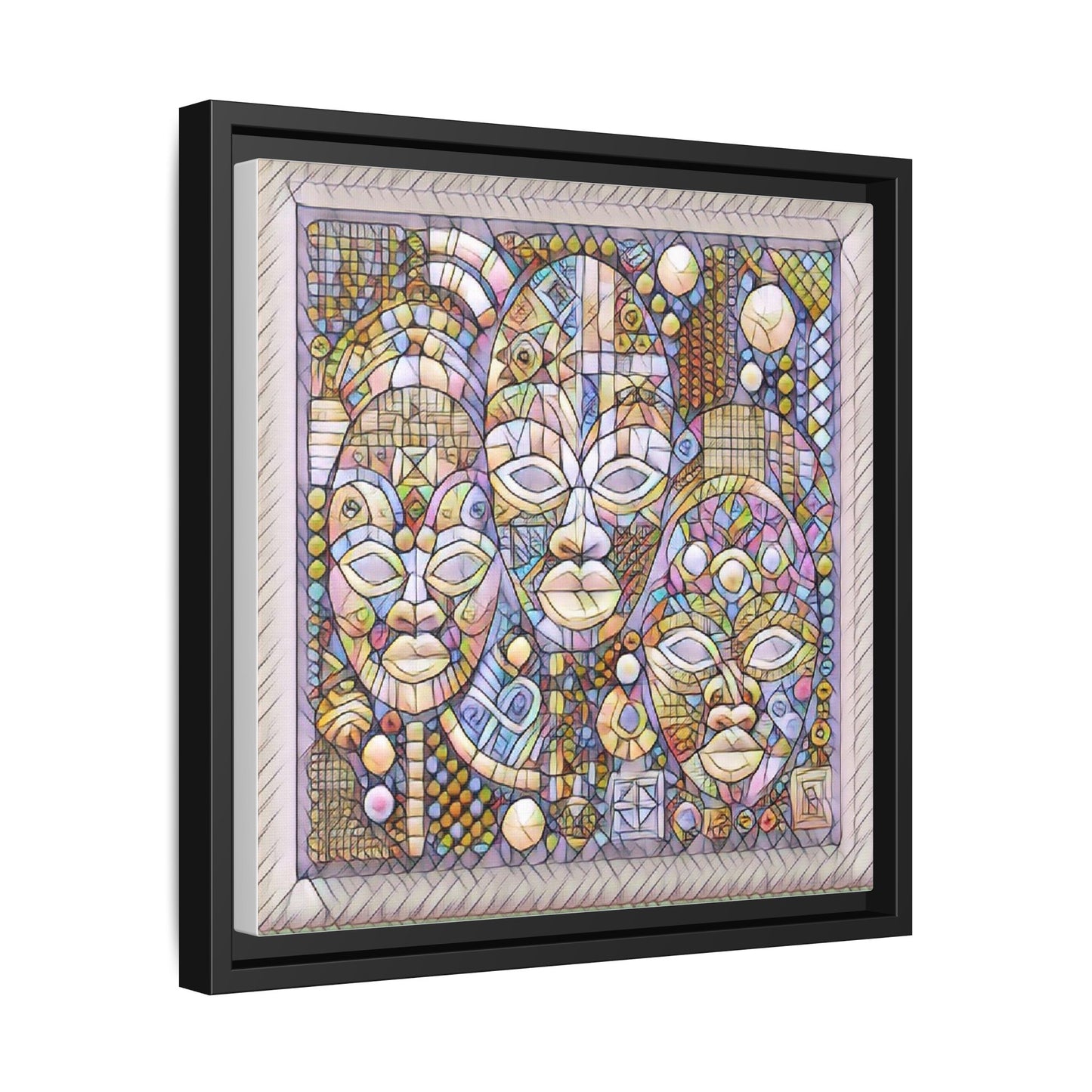Abstract African Mask Art — Framed Matte Canvas Wall Art