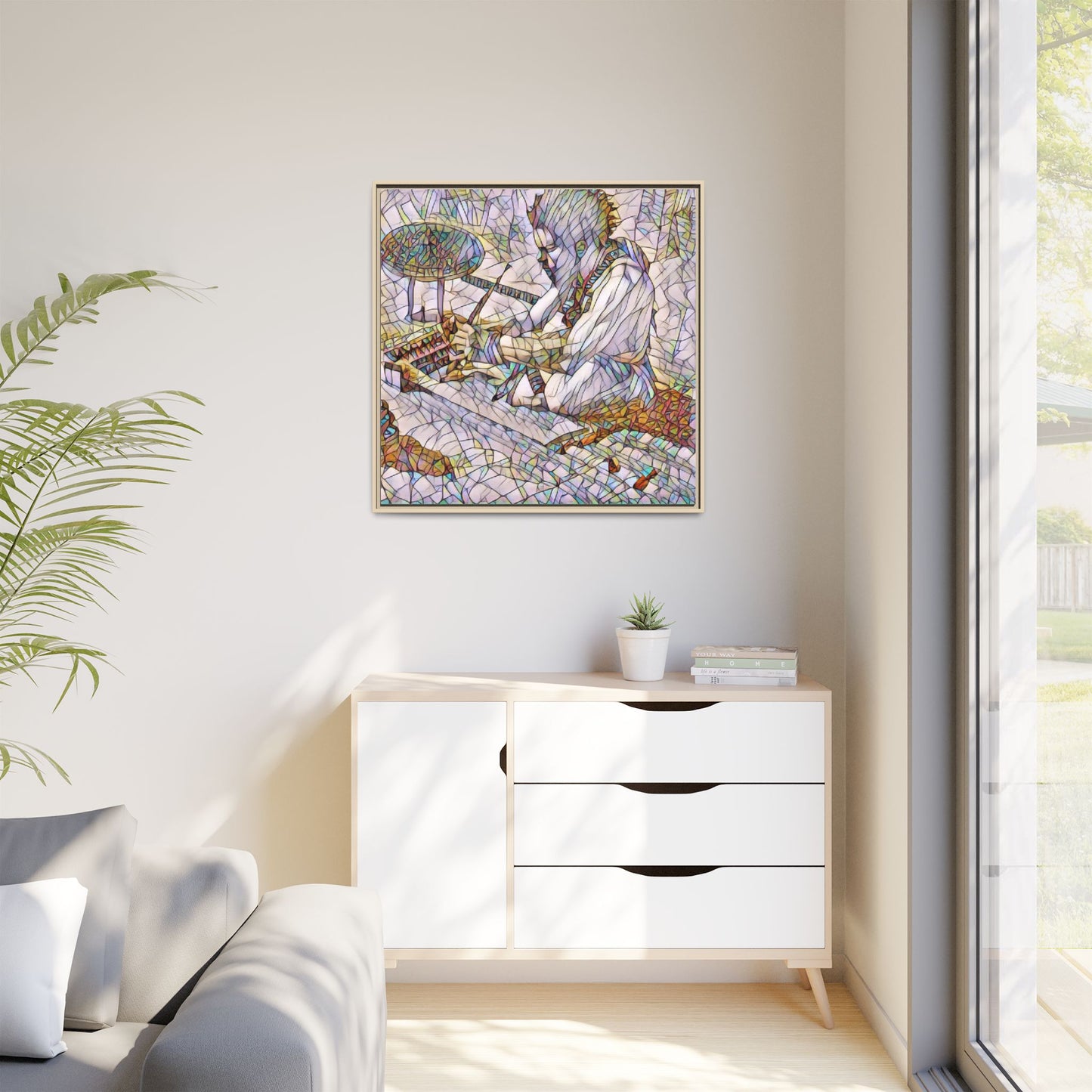 Framed Matte Canvas — Abstract Drummer Mosaic Wall Art