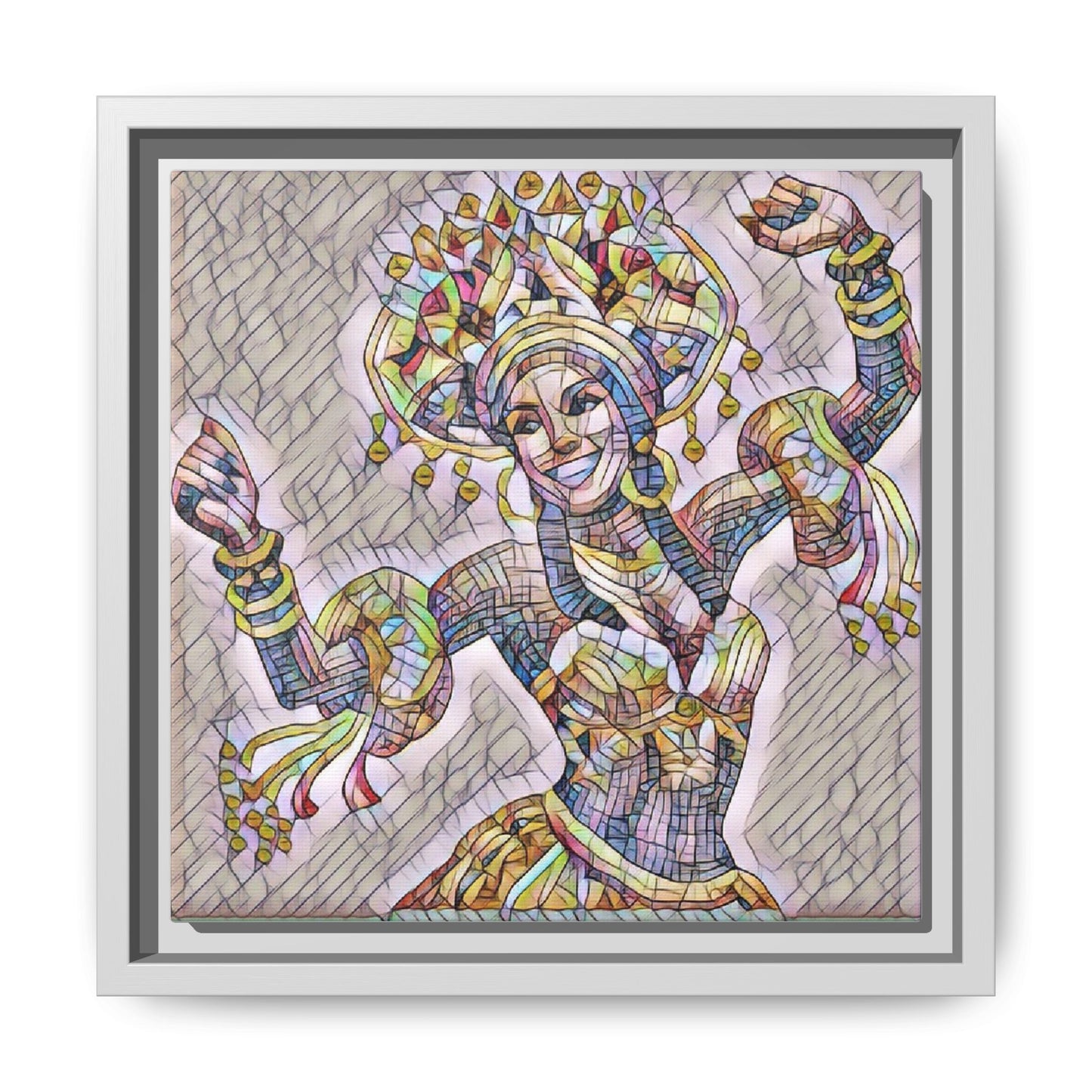 Framed Matte Canvas: Colorful Carnival Dancer Artwork – Vibrant Ethnic Dance Wall Art