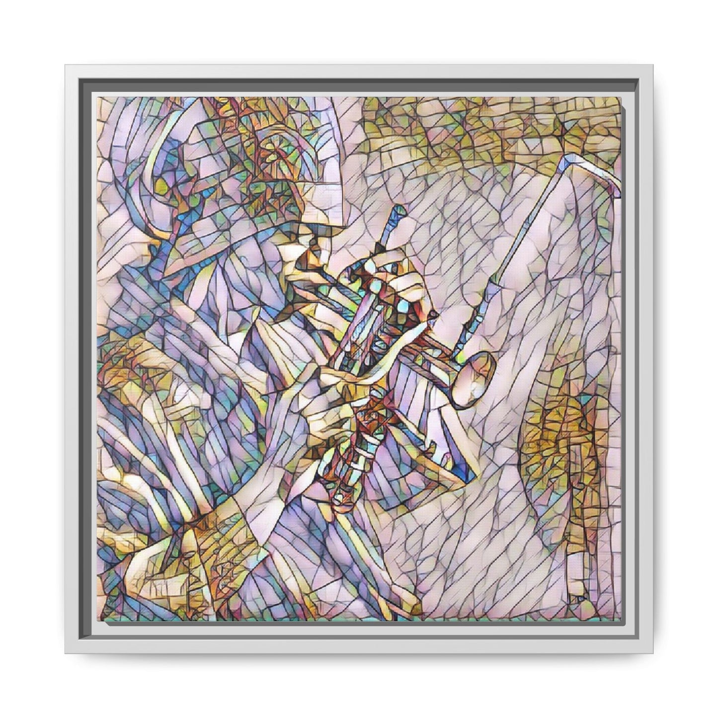 Framed Abstract Trumpet Player Matte Canvas Art