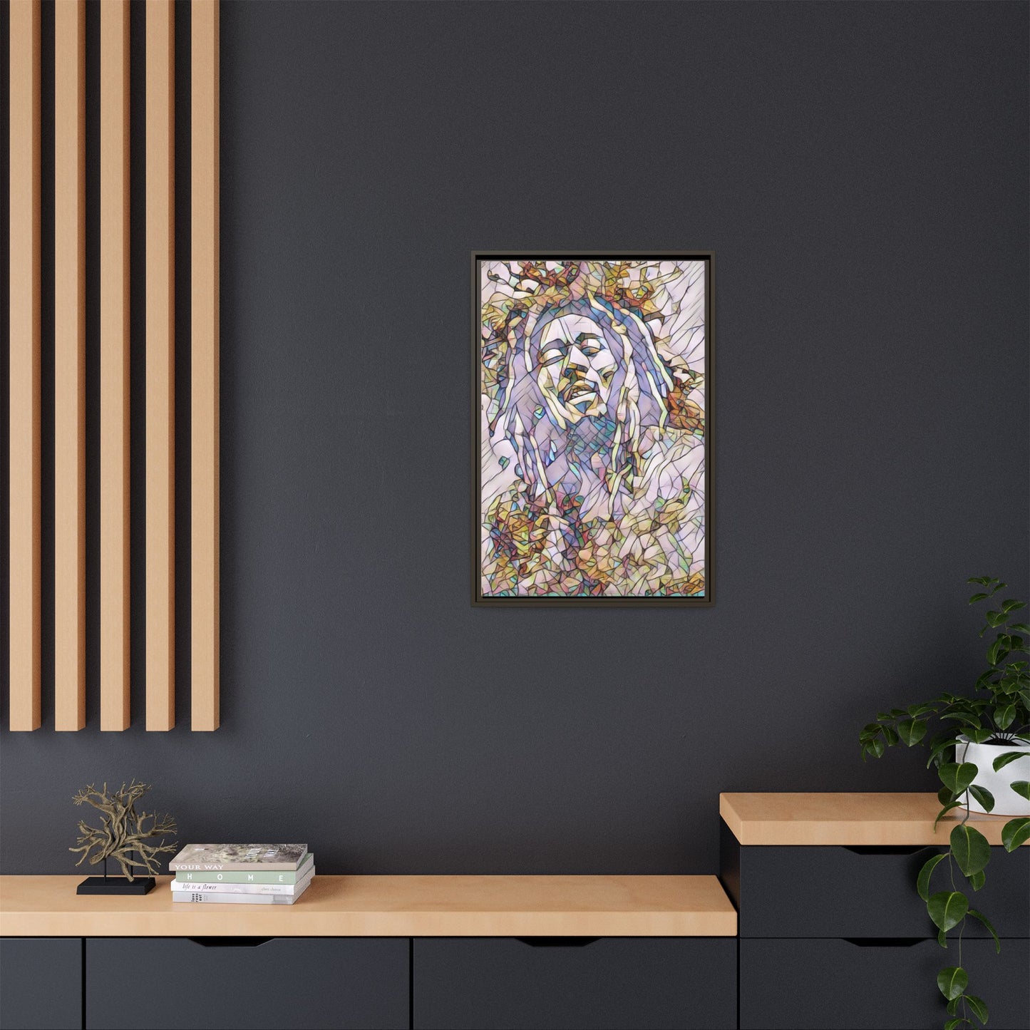 Abstract Multicolor Portrait Matte Canvas Framed Wall Art