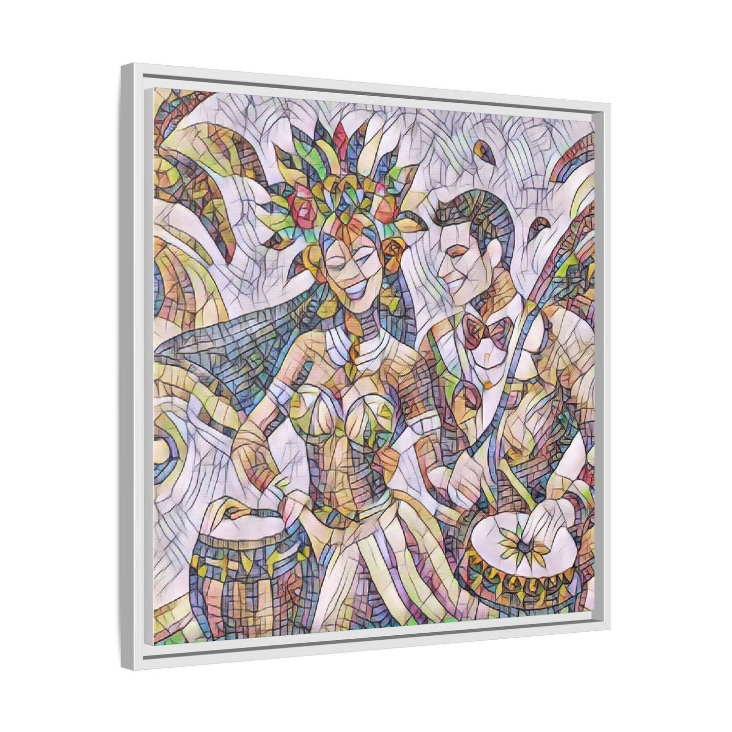 Carnival Samba Dancers Framed Canvas Art — Colorful Brazilian Festival Wall Decor