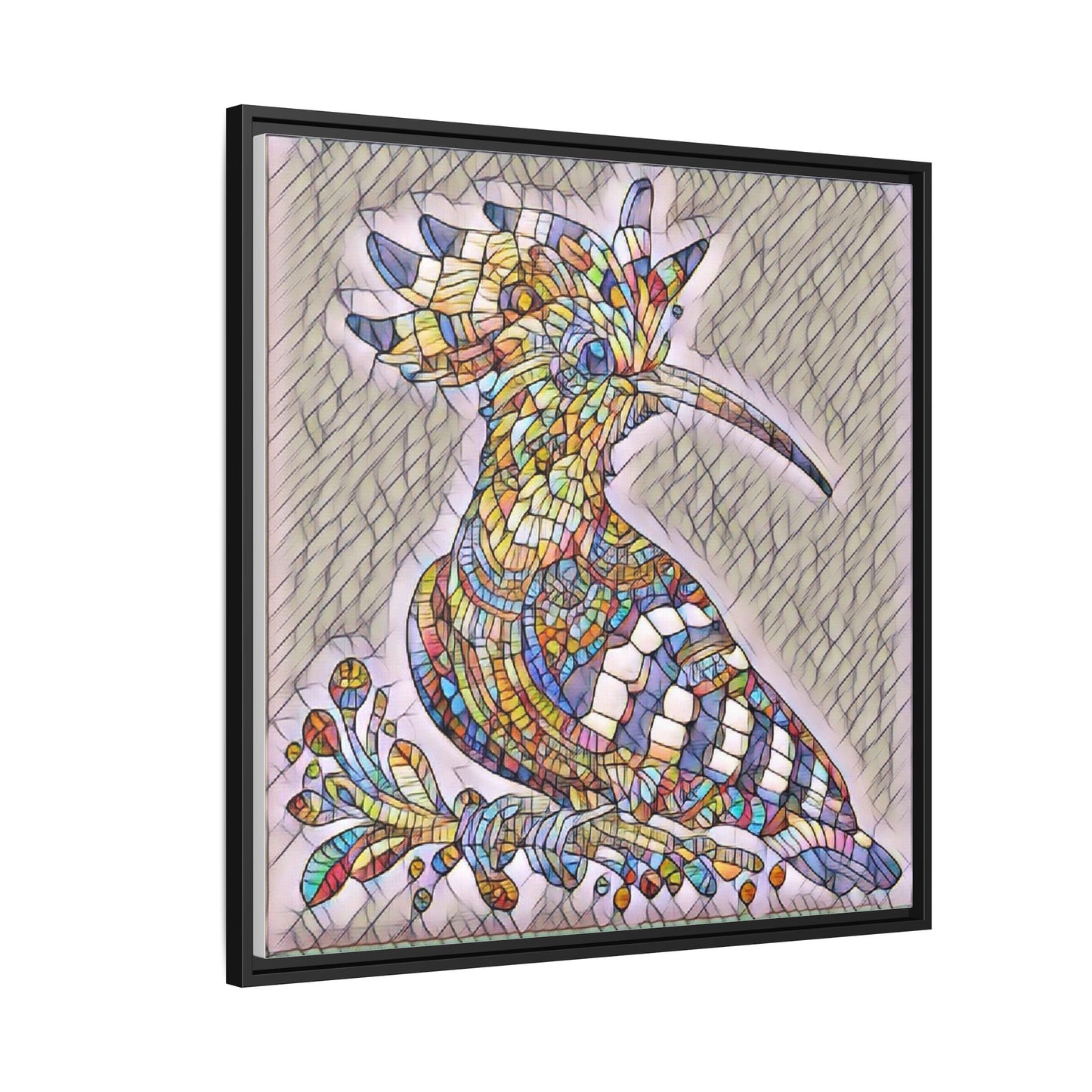 Colorful Mosaic Bird Matte Framed Canvas Wall Art