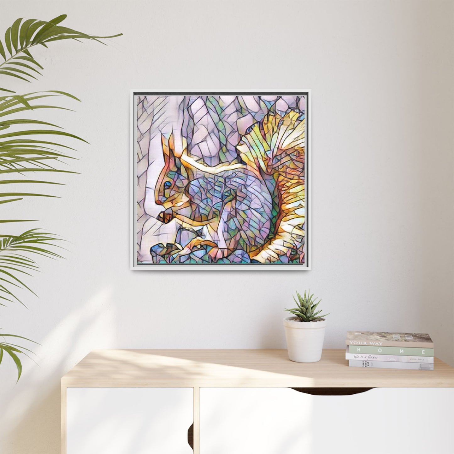 Framed Squirrel Mosaic Matte Canvas Wall Art