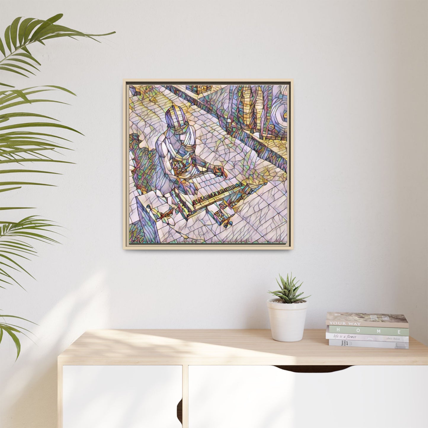 Abstract DJ Skateboarder Matte Framed Canvas – Colorful Urban Music Art Print