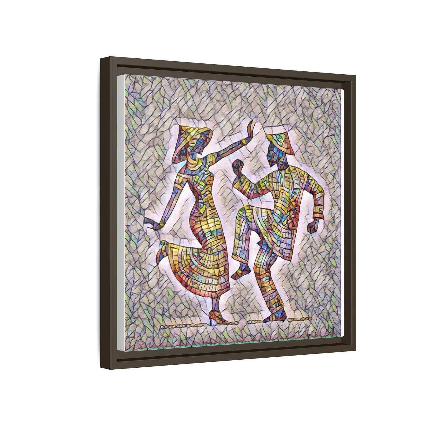 Colorful Folk Dance Matte Canvas Print (Framed)