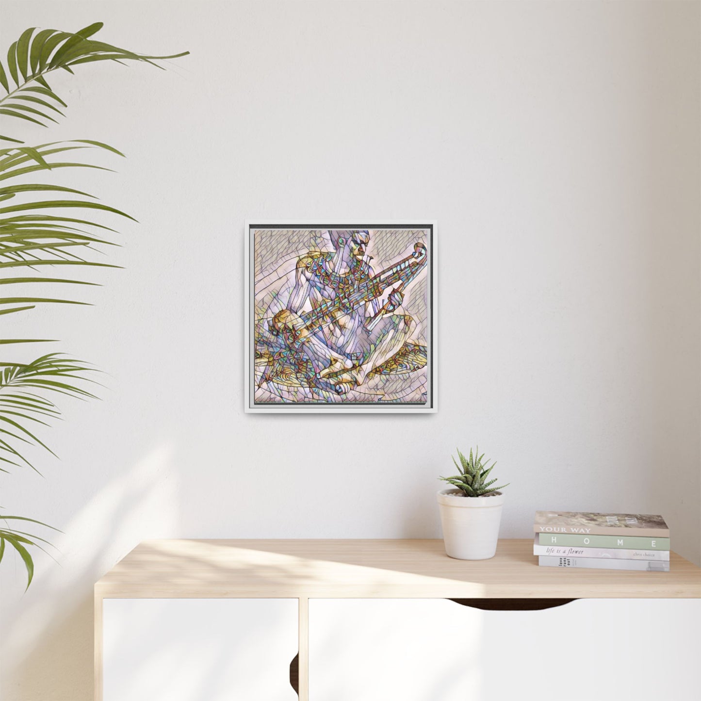 Framed Abstract Musician Canvas Art — Multicolor Modern Wall Decor
