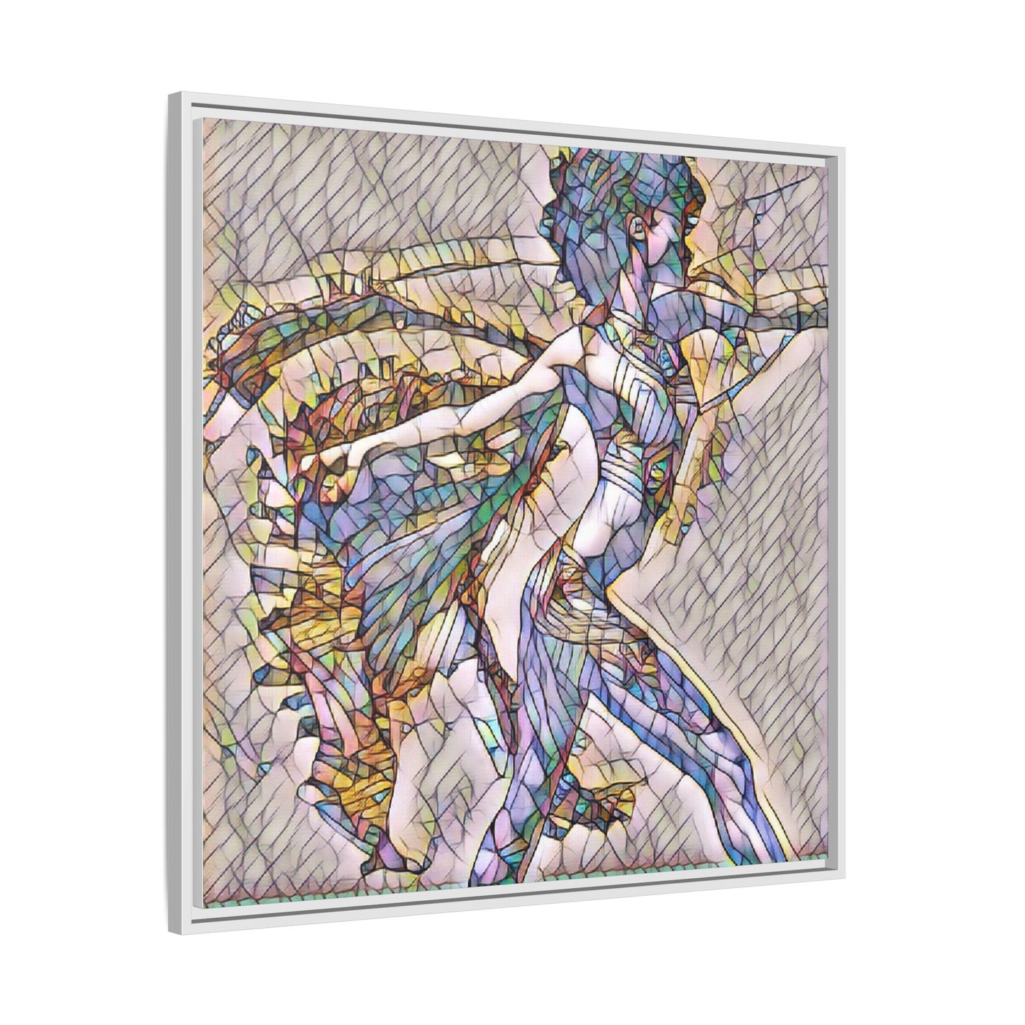 Abstract Stained-Glass Dancer Framed Canvas Art