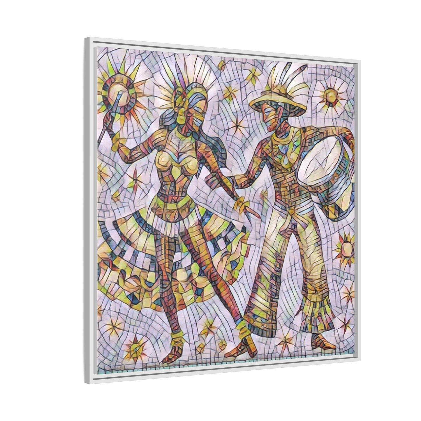 Carnival Dancers Framed Canvas Art — Colorful Samba Rhythm Wall Decor