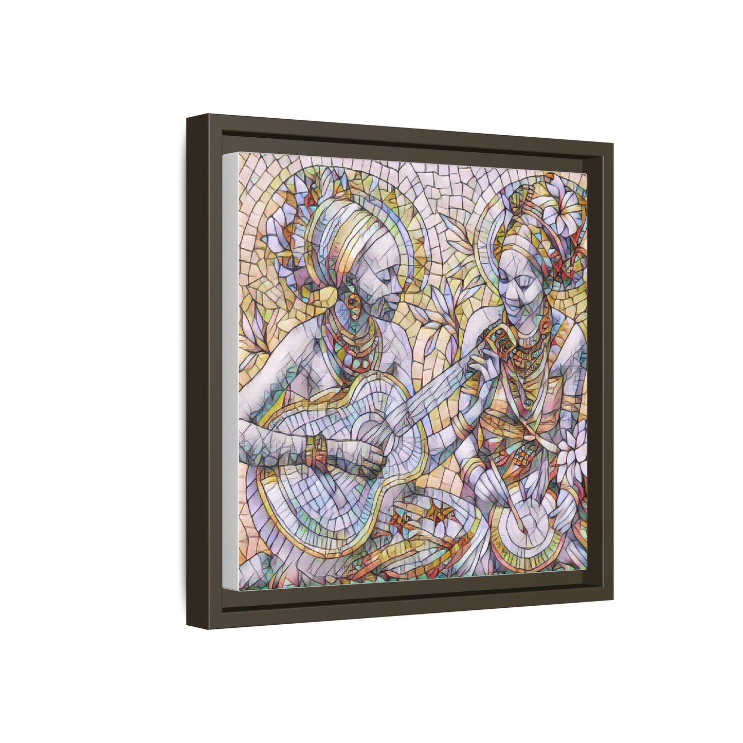 Framed Canvas Art – Colorful Mosaic Musicians Wall Decor