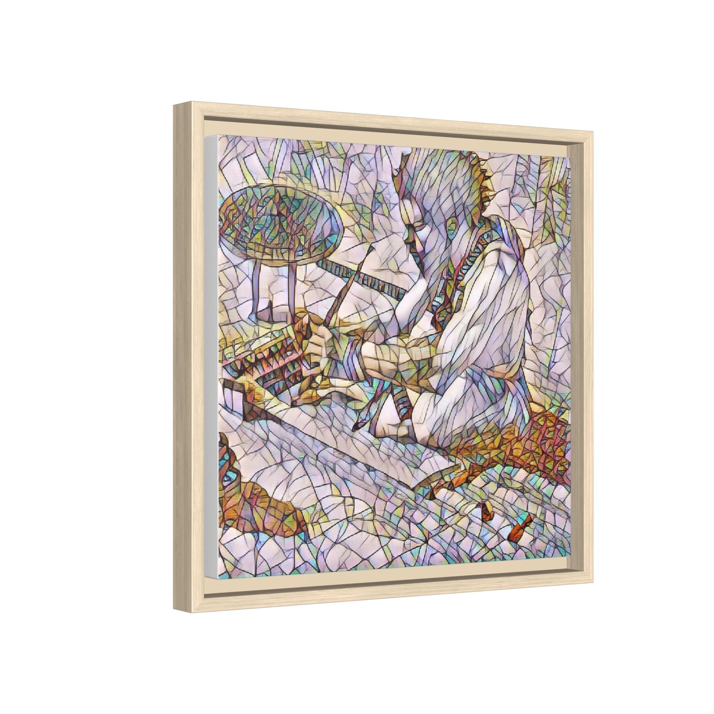 Framed Matte Canvas — Abstract Drummer Mosaic Wall Art