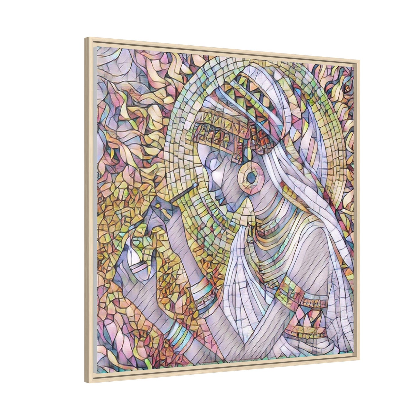 Egyptian Goddess Stained-Glass Matte Canvas (Framed)