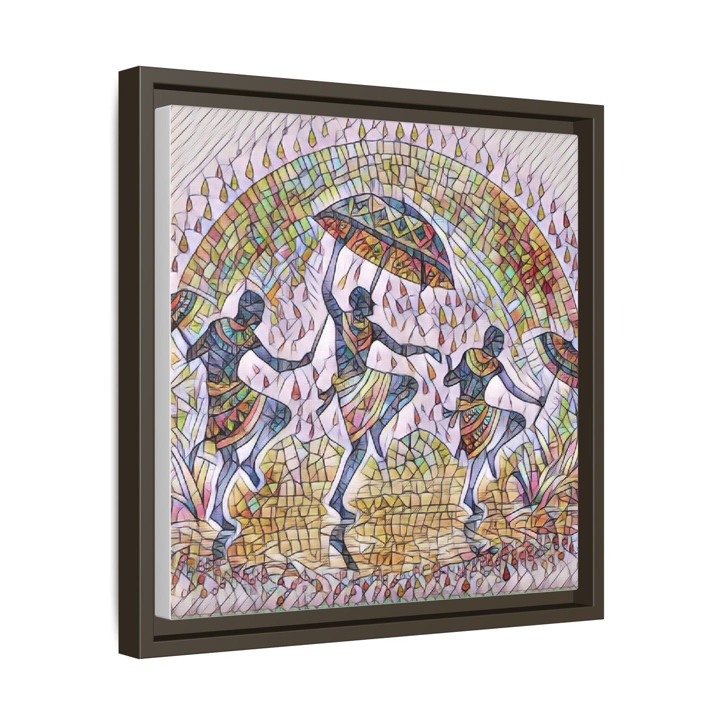 Framed Canvas Art — Colorful African Dance Mosaic