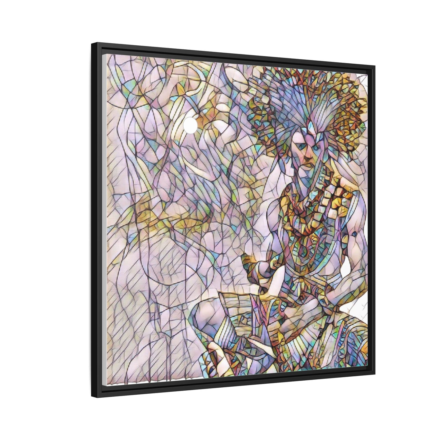 Framed Matte Canvas Art — Colorful Tribal Warrior Illustration