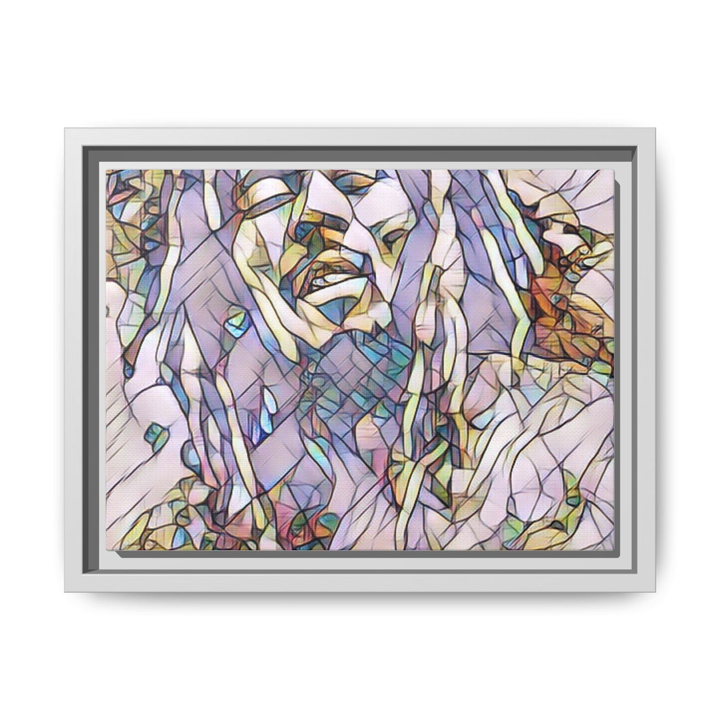 Abstract Multicolor Portrait Matte Canvas Framed Wall Art