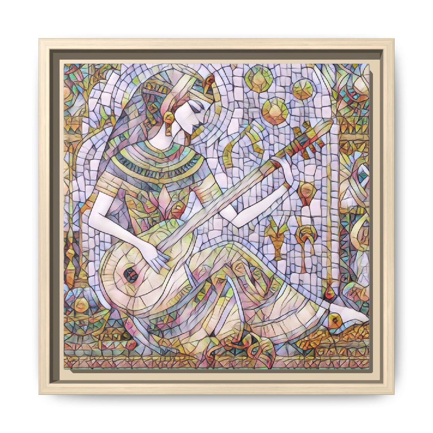 Egyptian Muse Mosaic Matte Canvas Framed Wall Art