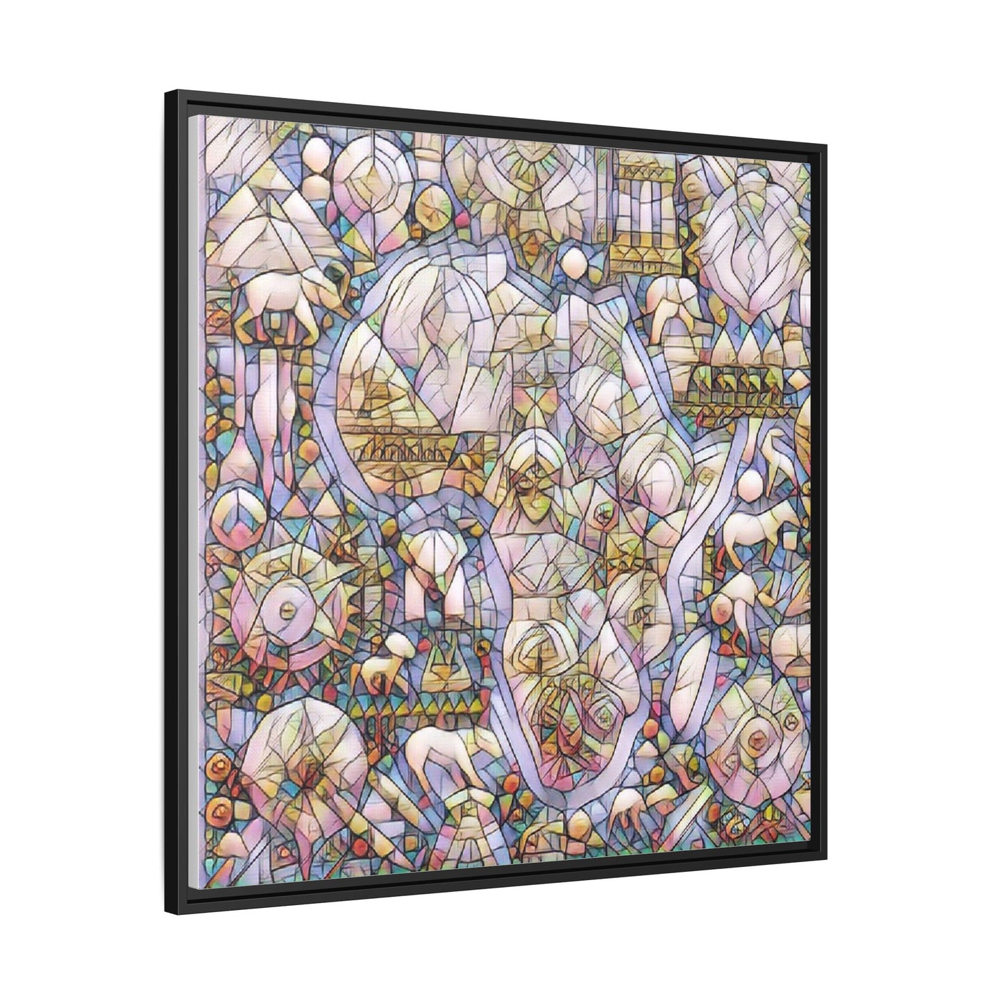 Abstract Stained-Glass Style Framed Canvas Print
