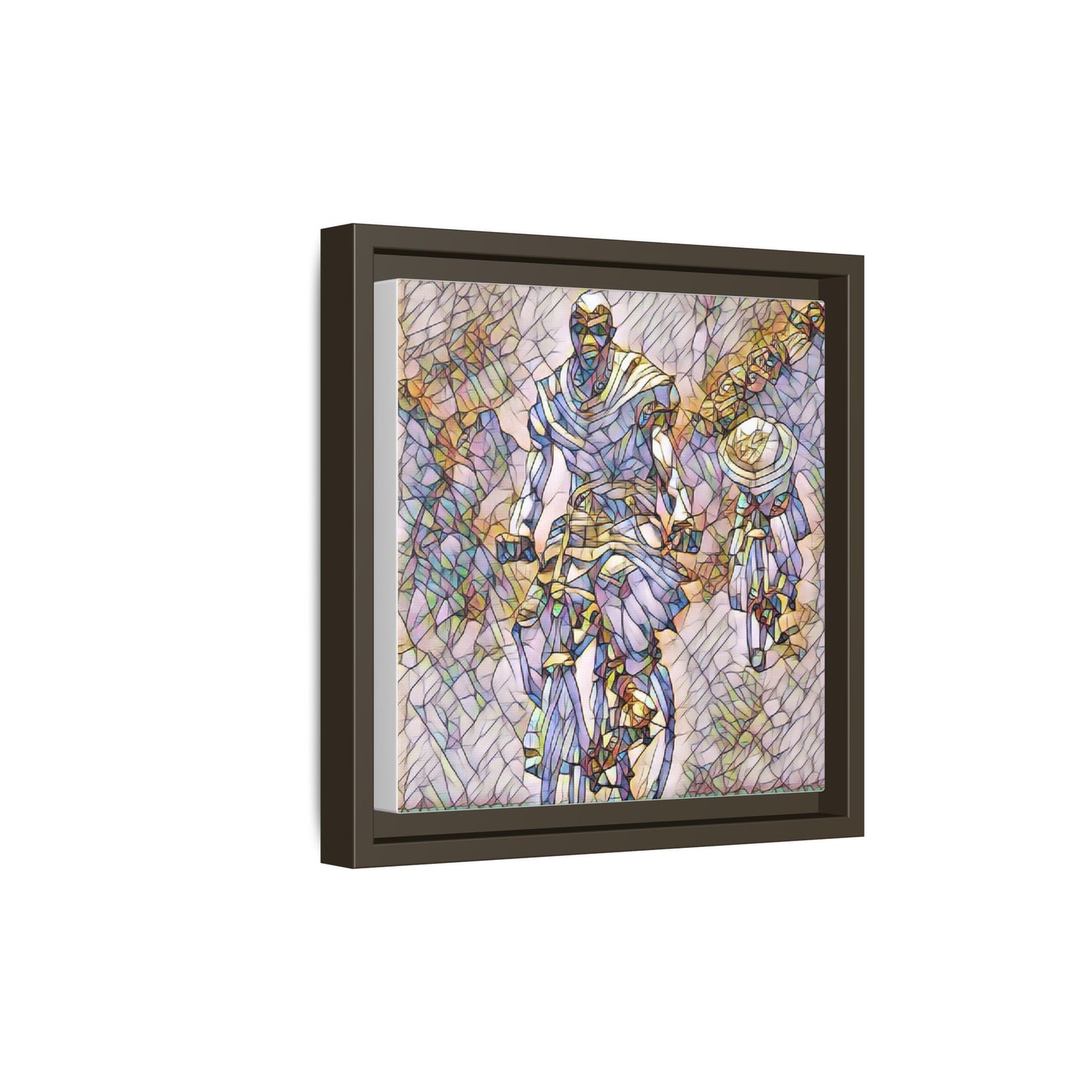 Framed Matte Canvas — Abstract Cyclist Artwork (Multi‑Color)