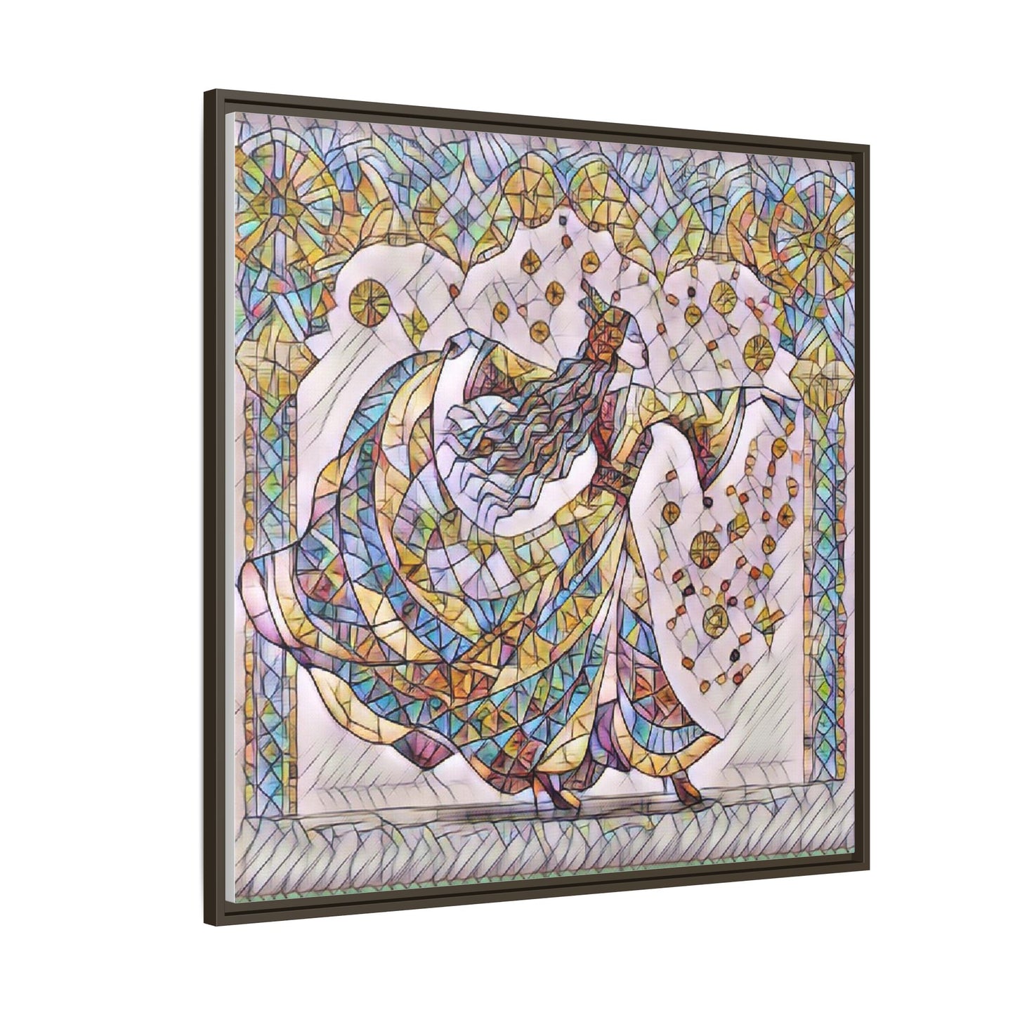 Stained Glass Dancing Dervish Framed Canvas Art