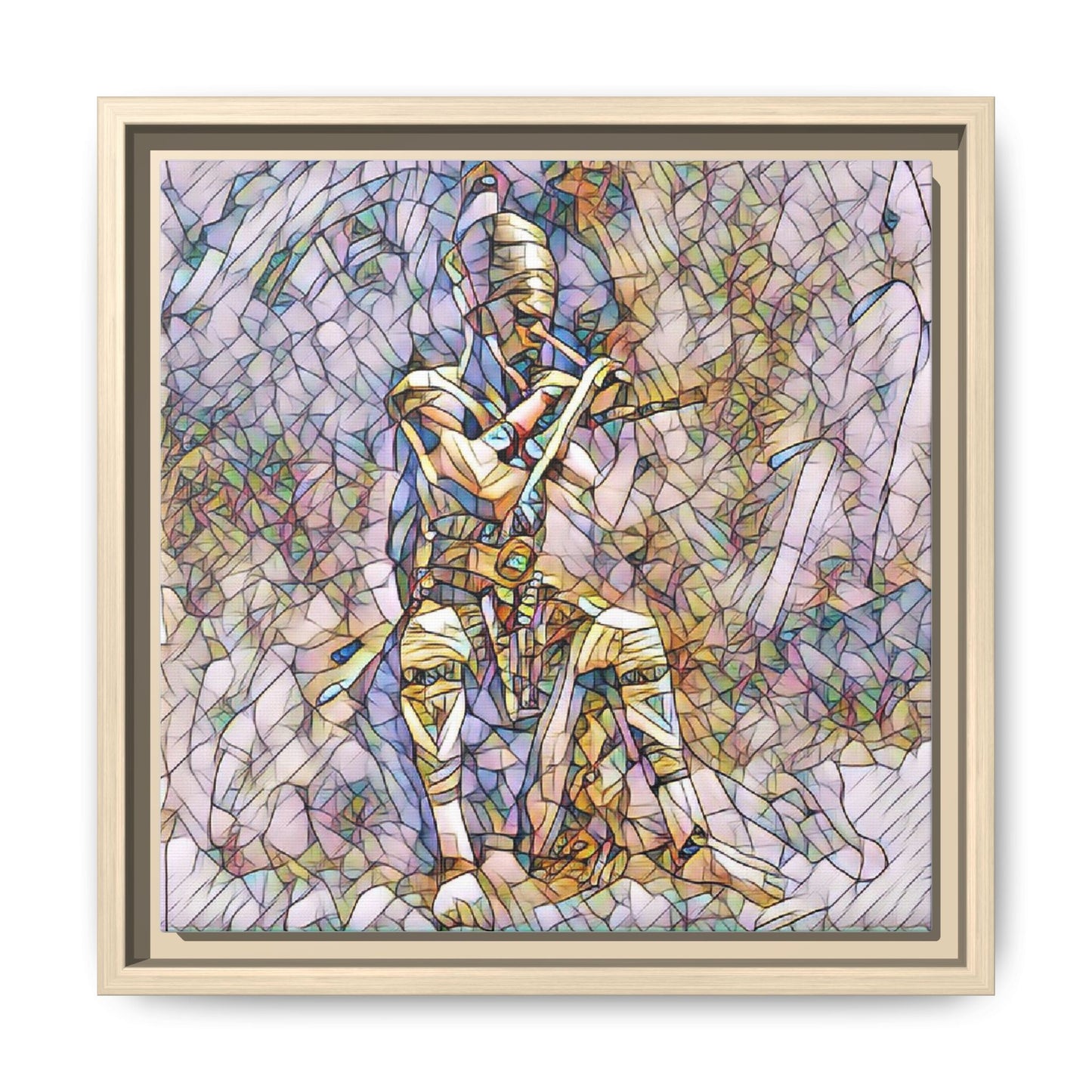 Framed Matte Canvas - Stained Glass Knight Artwork