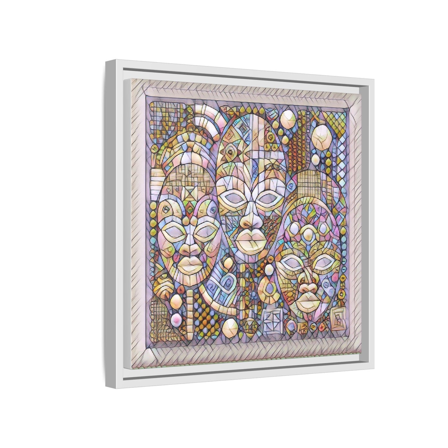 Abstract African Mask Art — Framed Matte Canvas Wall Art
